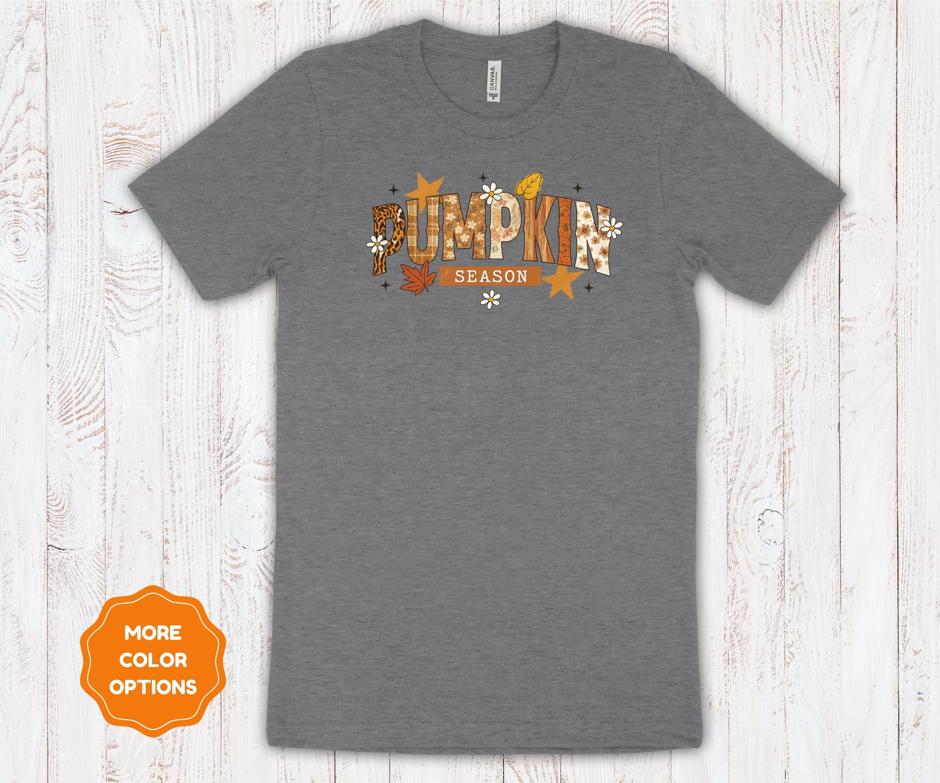 Pumpkin Season | Autumn Leaves Graphic Tee | Fall Bella Canvas Cotton T-Shirt