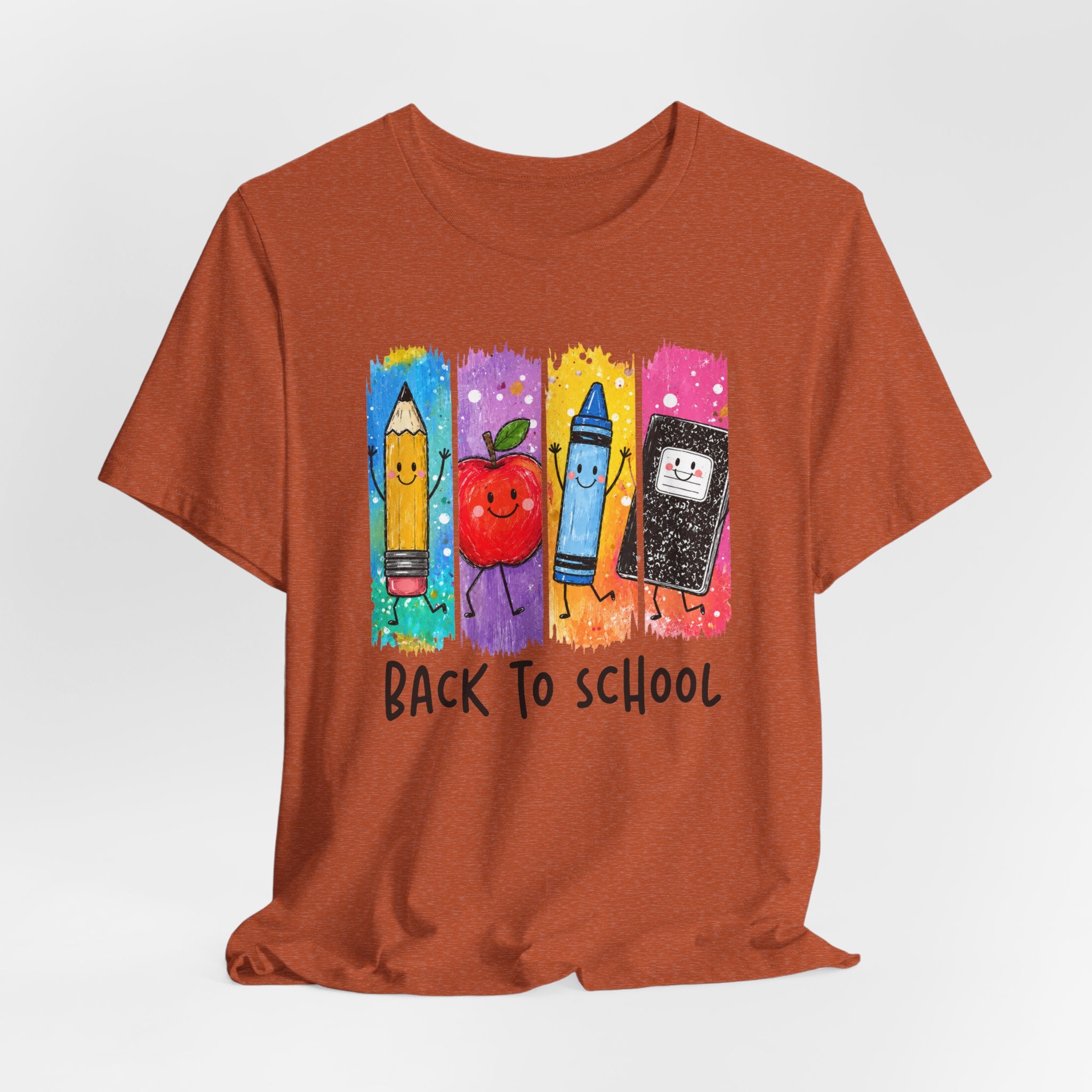 Back to School Kids Tee — Cute Pencil, Apple & Crayon School Supplies Shirt