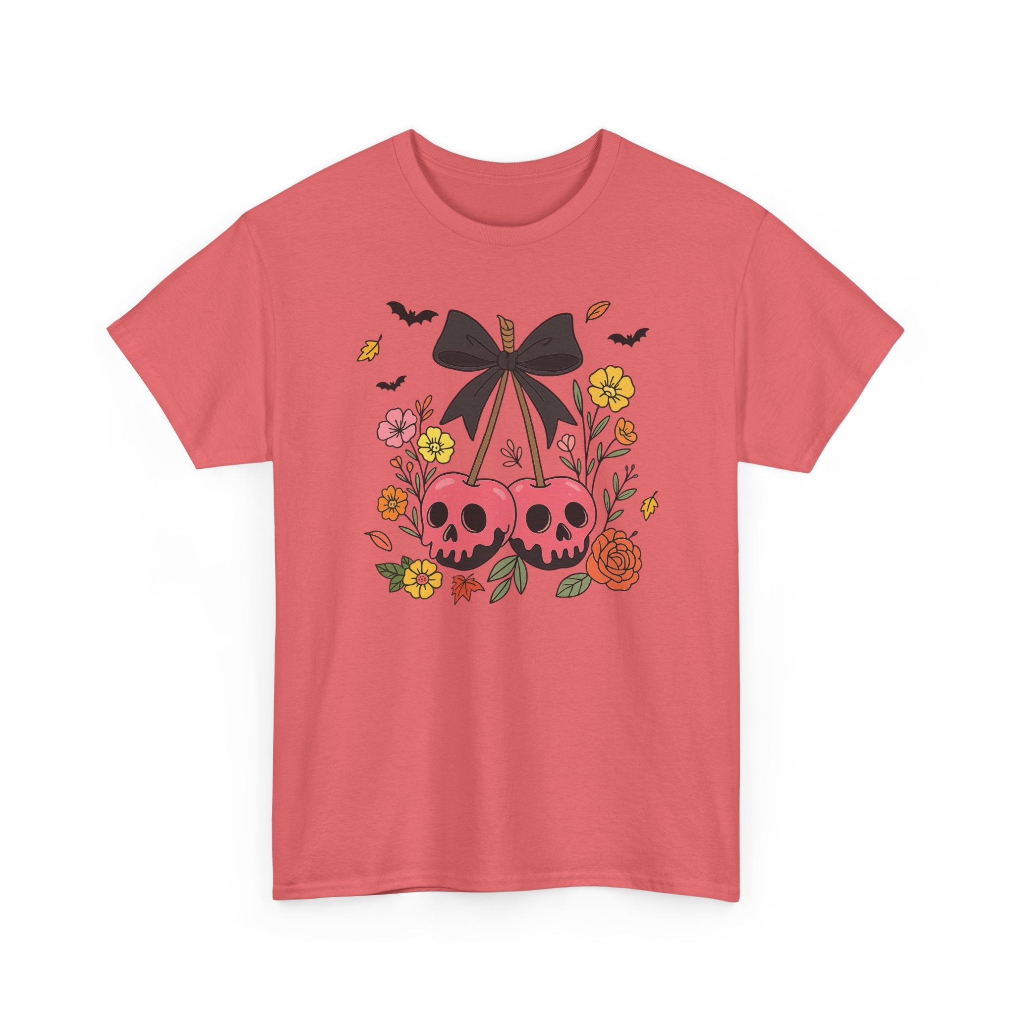 Skull Cherries Floral Tee — Cute Goth Graphic T-Shirt for Halloween & Everyday