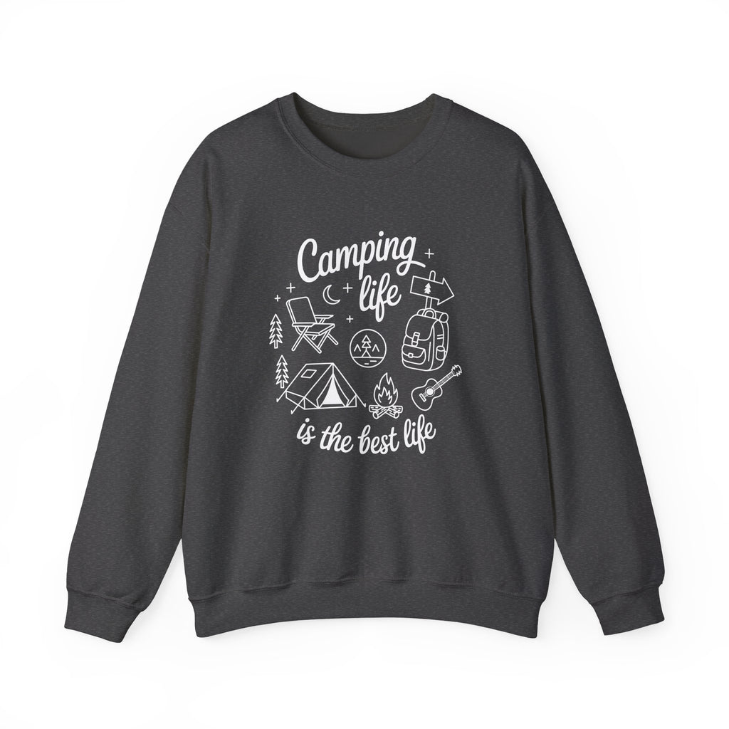Camping Life Crewneck Sweatshirt — "Camping Life is the Best Life" Outdoor Graphic