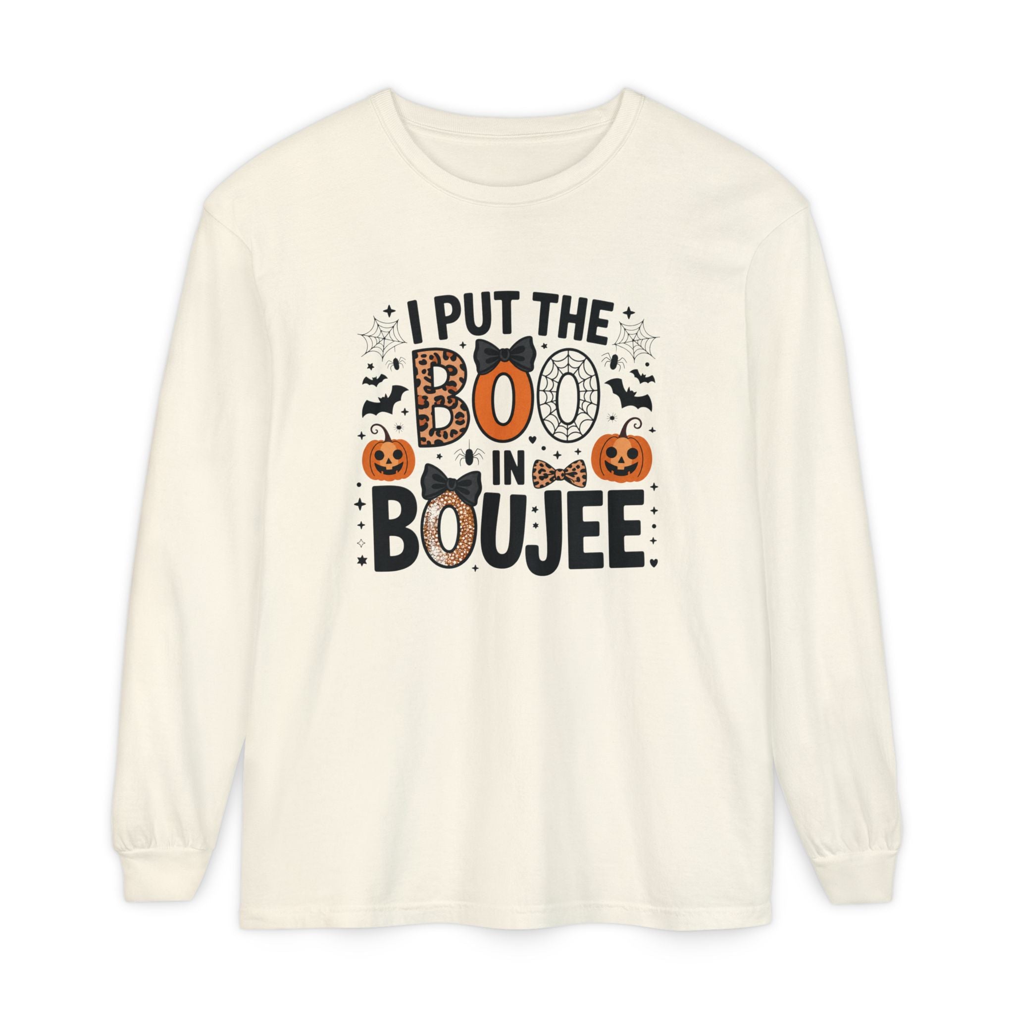 I Put the Boo in Boujee Long Sleeve Tee — Halloween Pumpkin Graphic