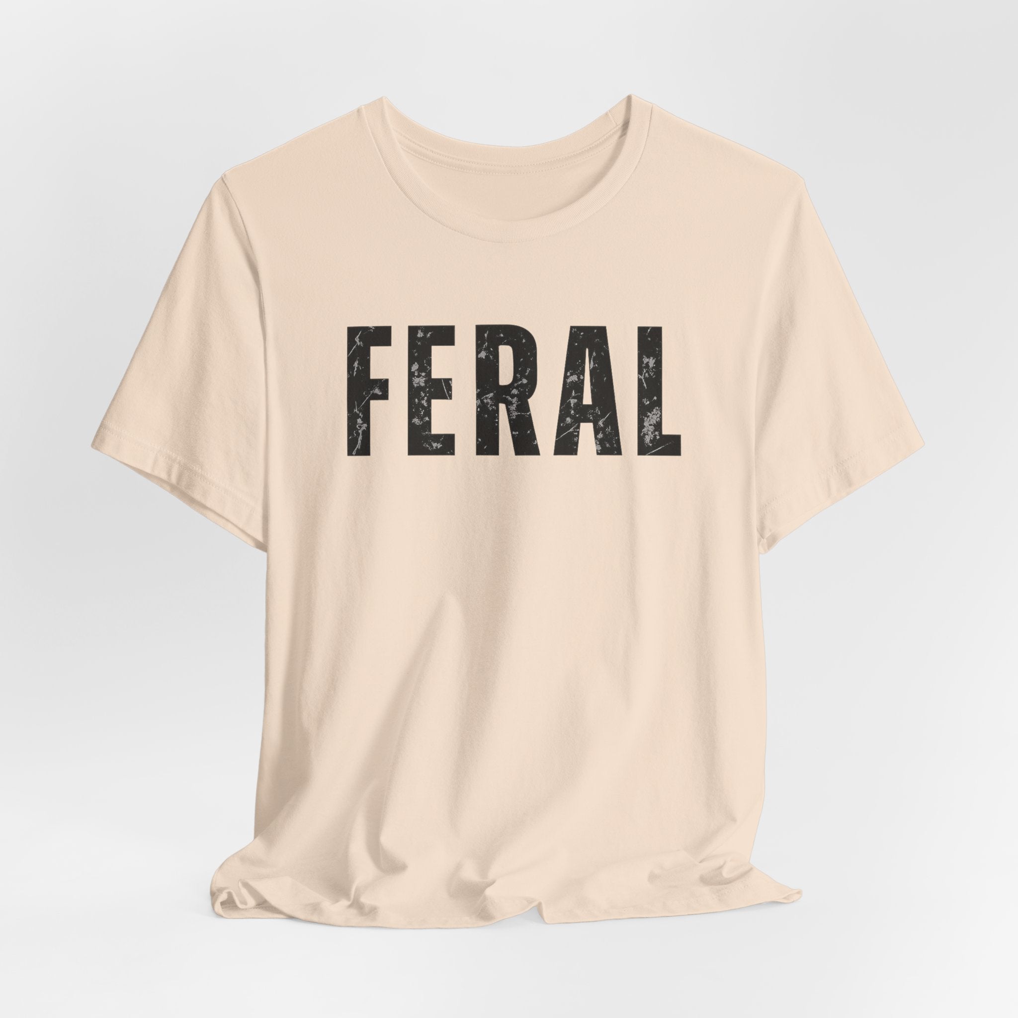 Feral Graphic Tee — Distressed Bold Lettering T-Shirt