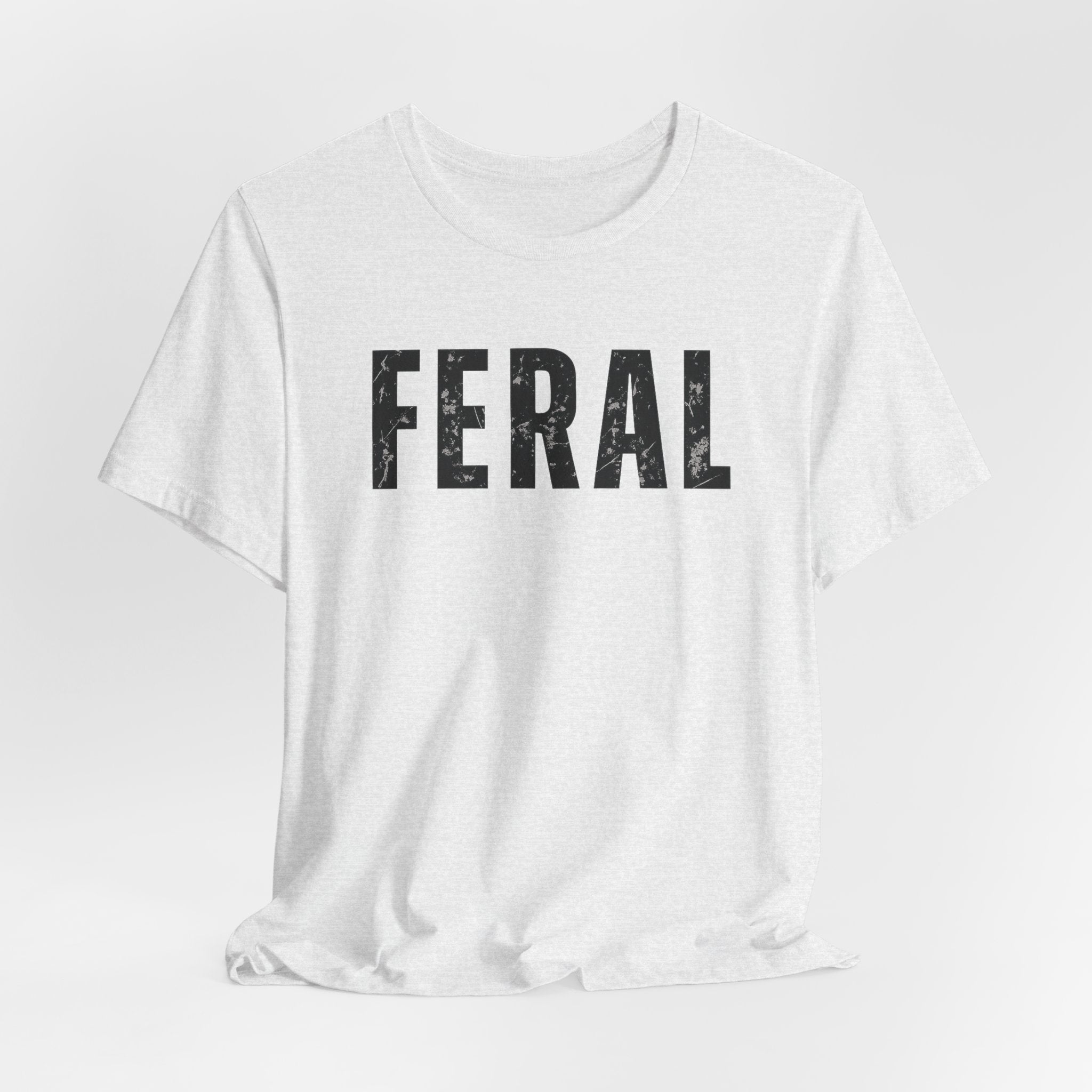 Feral Graphic Tee — Distressed Bold Lettering T-Shirt