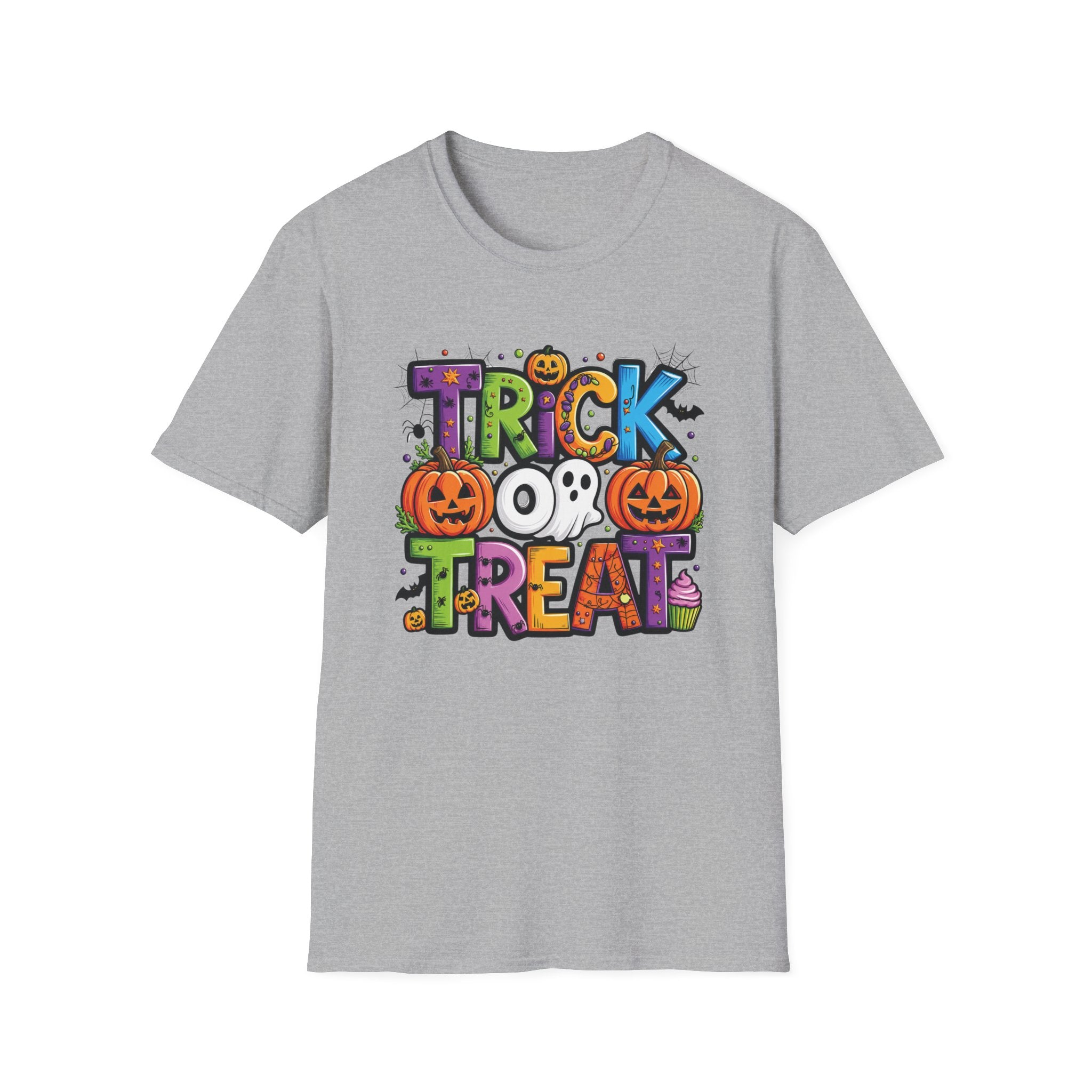Halloween 'Trick or Treat' Graphic T-Shirt - Cute Pumpkin & Ghost Costume Tee