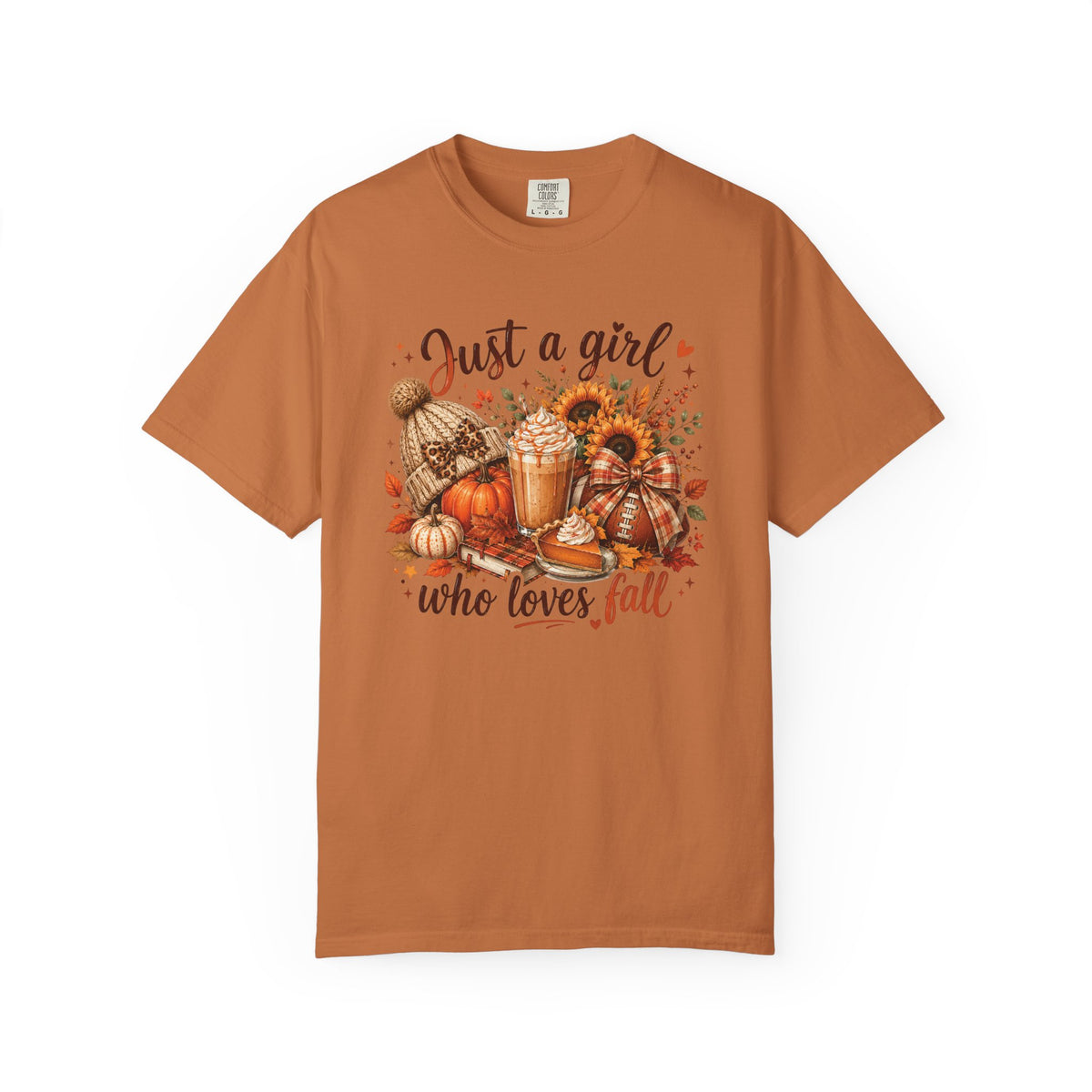 Fall Coffee T-Shirt — "Just a girl who loves fall" Pumpkin Spice Tee