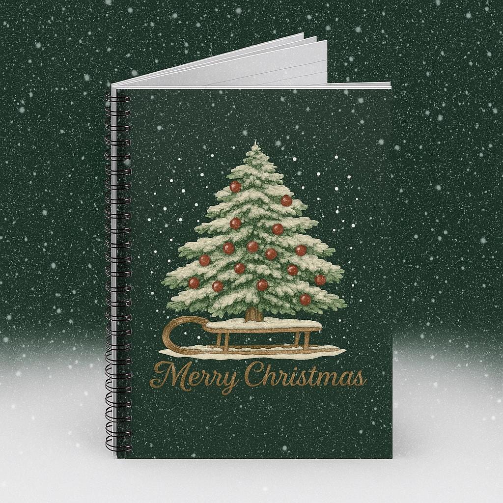 Merry Christmas Spiral Notebook - Festive Journal for Holiday Notes, Gift for Her, December 25th, Xmas Planning, Winter Memories