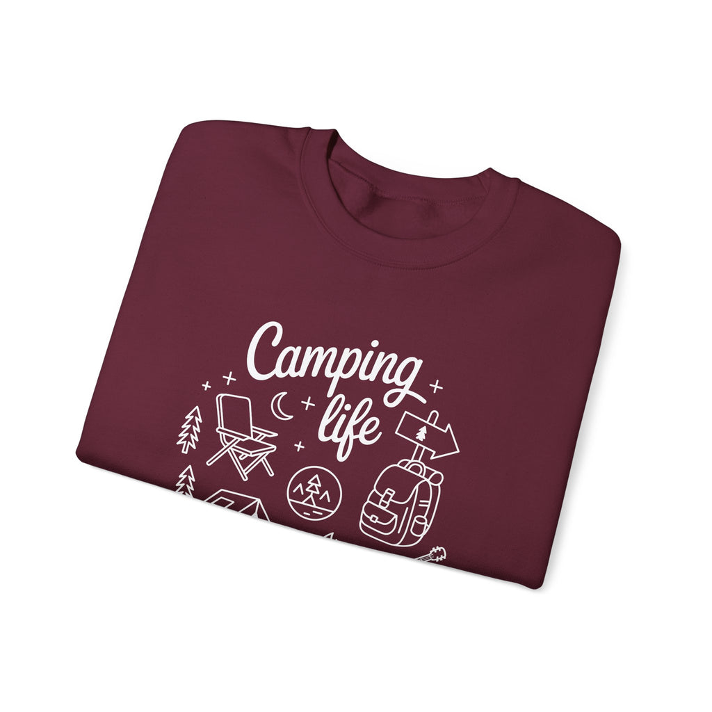 Camping Life Crewneck Sweatshirt — "Camping Life is the Best Life" Outdoor Graphic