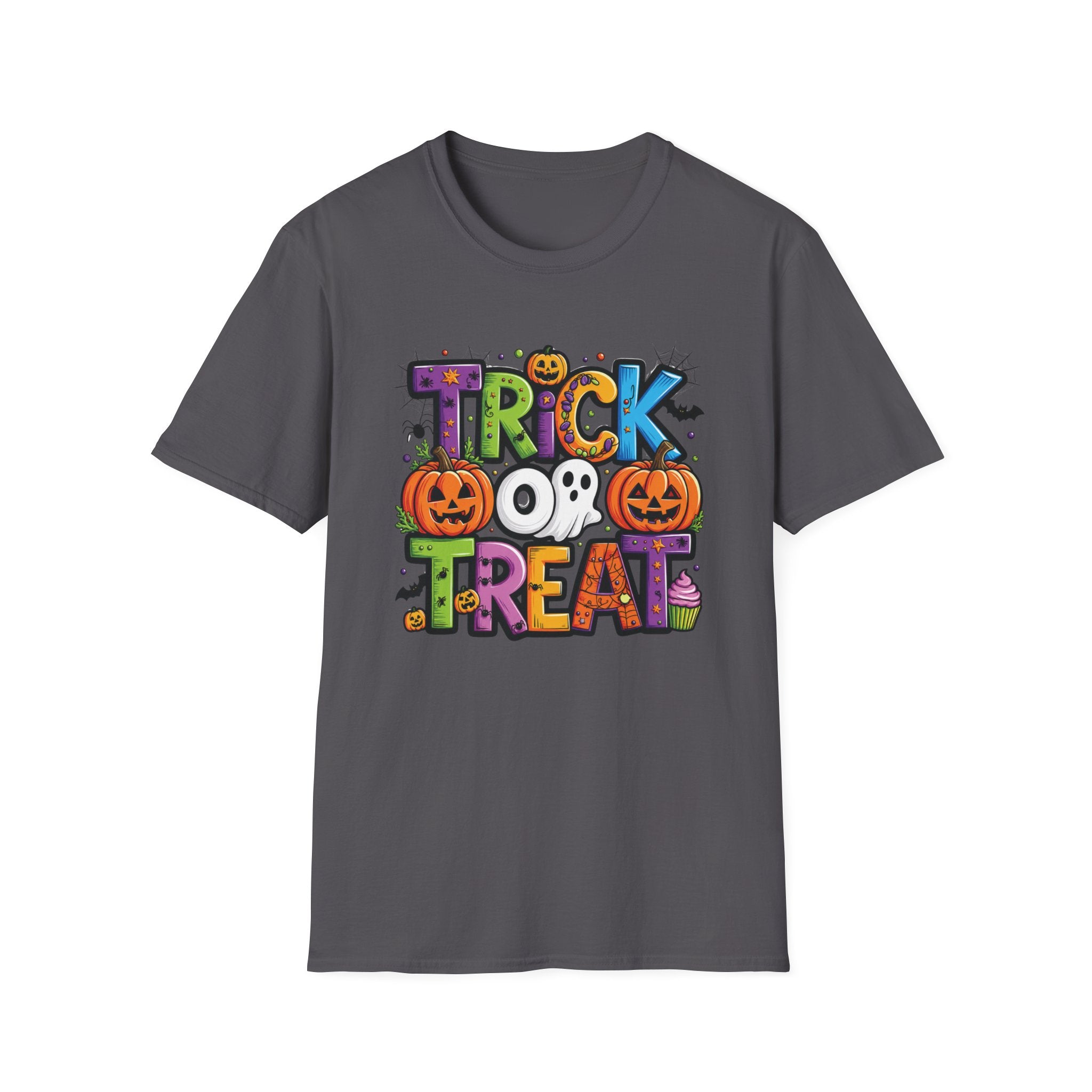 Halloween 'Trick or Treat' Graphic T-Shirt - Cute Pumpkin & Ghost Costume Tee