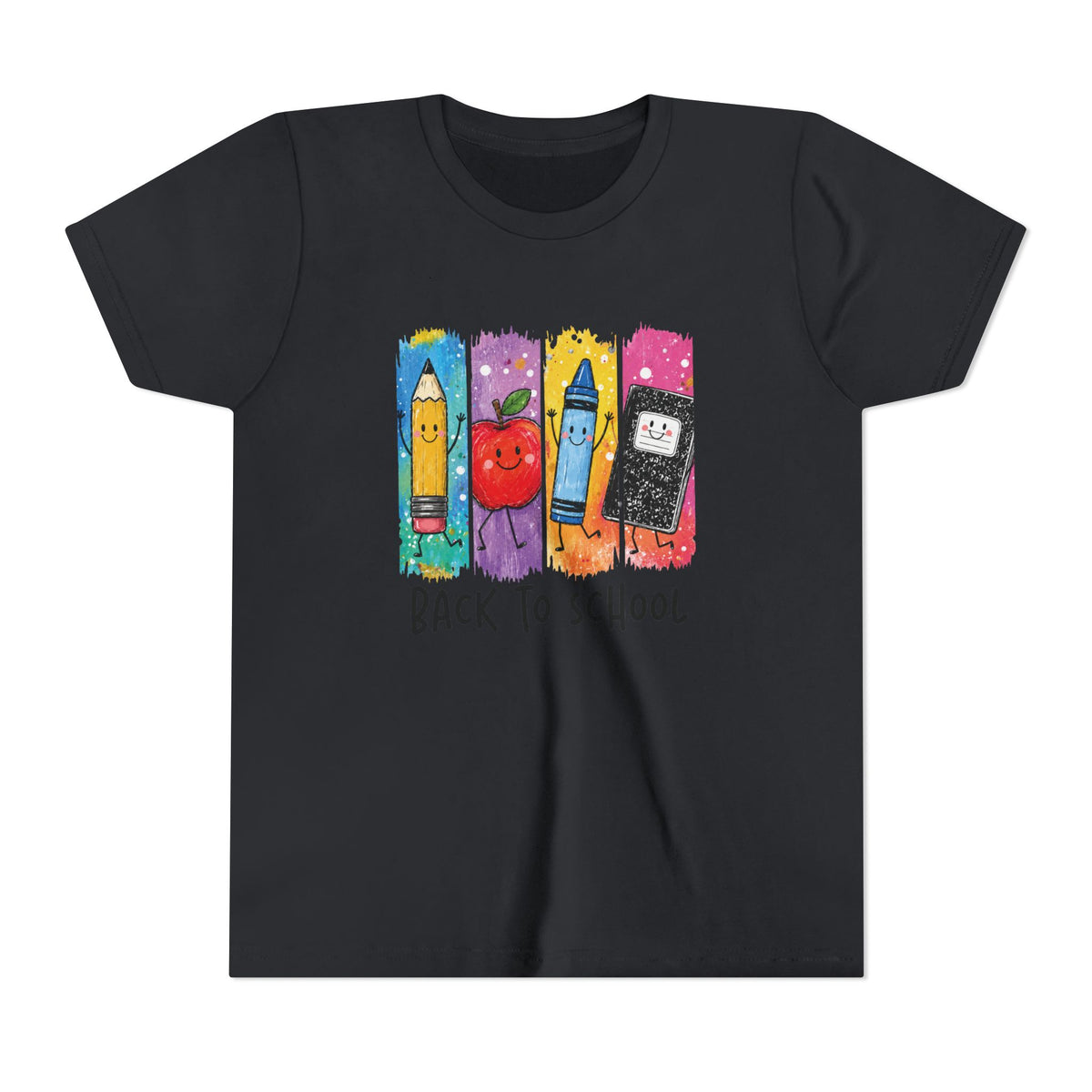 Youth Tee — Cute 'Back to School' Crayon & Apple Graphic