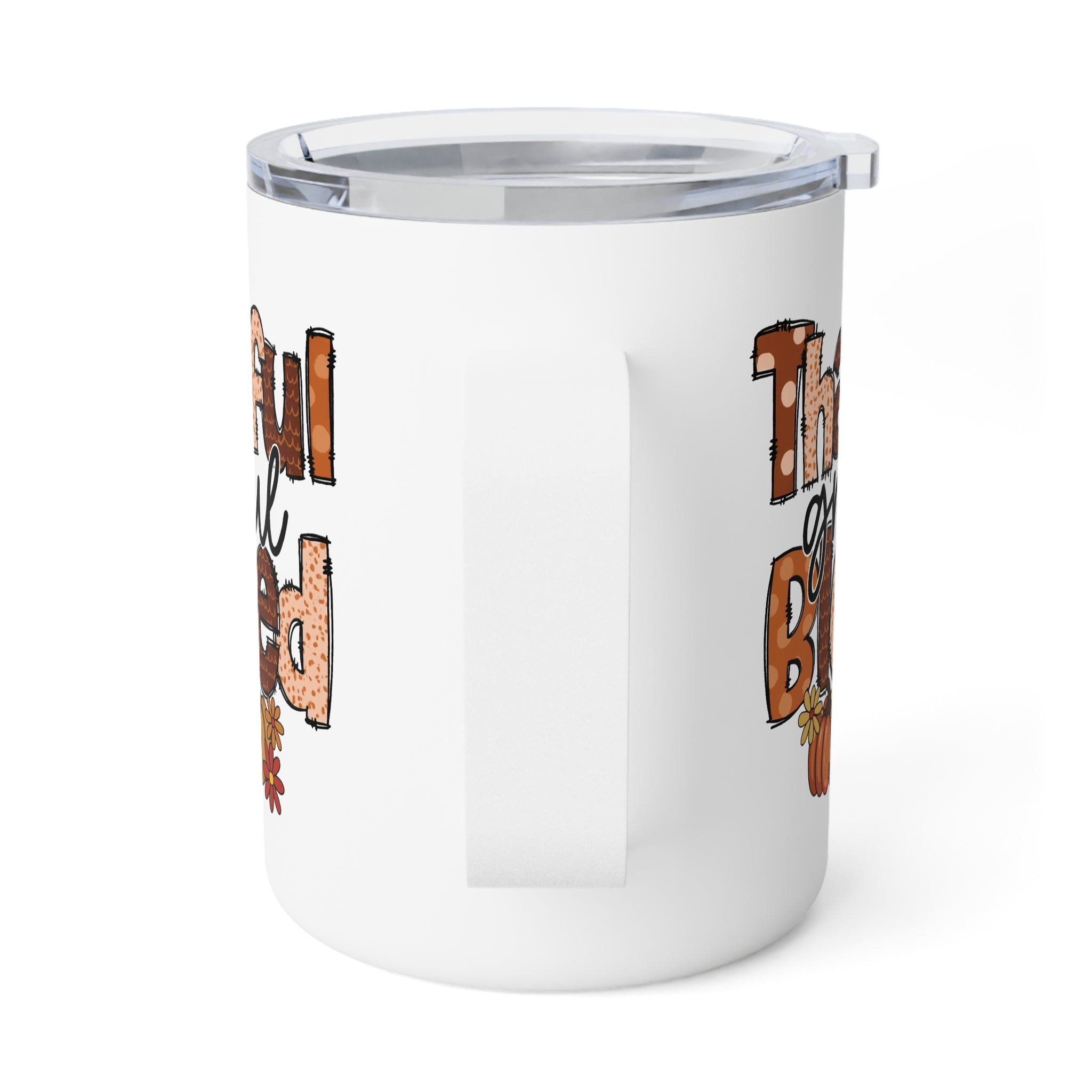 Thankful & Blessed Insulated Coffee Mug, 10oz | Fall Decor, Autumn Gift, Pumpkin Spice Lover, Thanksgiving Mug, Cozy Warm Drink