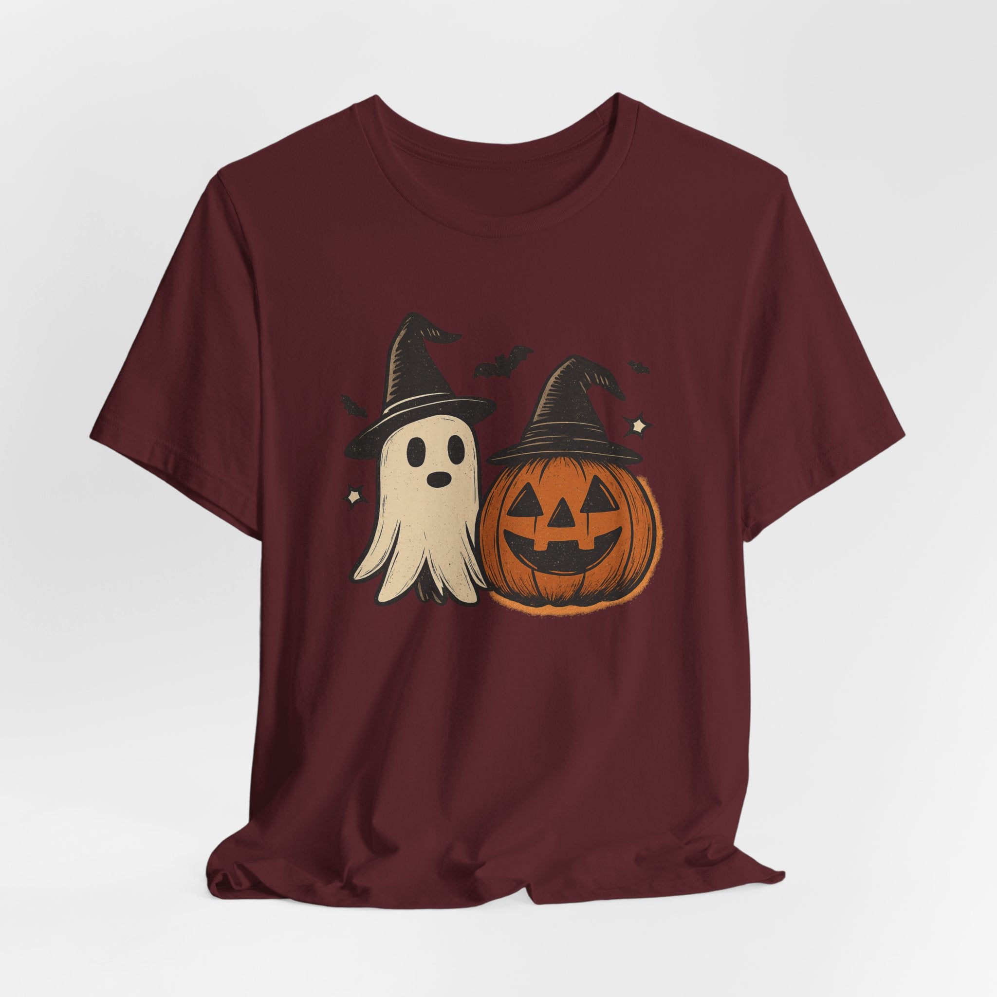 Halloween Ghost & Jack-O'-Lantern T-Shirt — Cute Witch Hat Pumpkin Tee