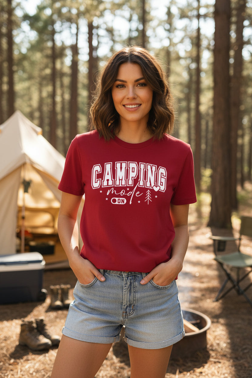 Camping Mode T-Shirt — Retro Outdoor Camping Graphic Tee