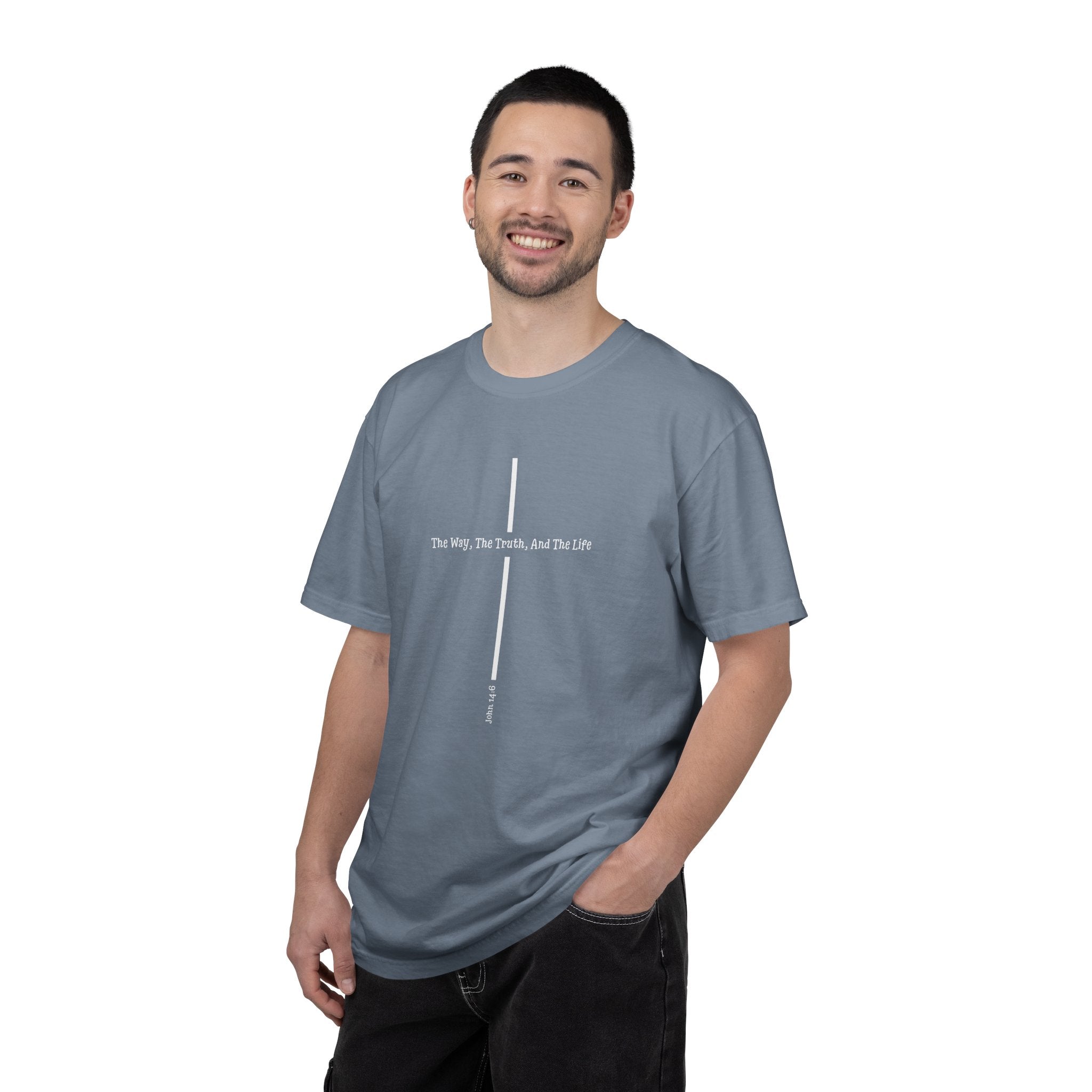 John 14:6 Shirt The Way The Truth The Life, Minimalist Christian Cross Tee, Faith T-Shirt, Scripture Verse Religious Gift