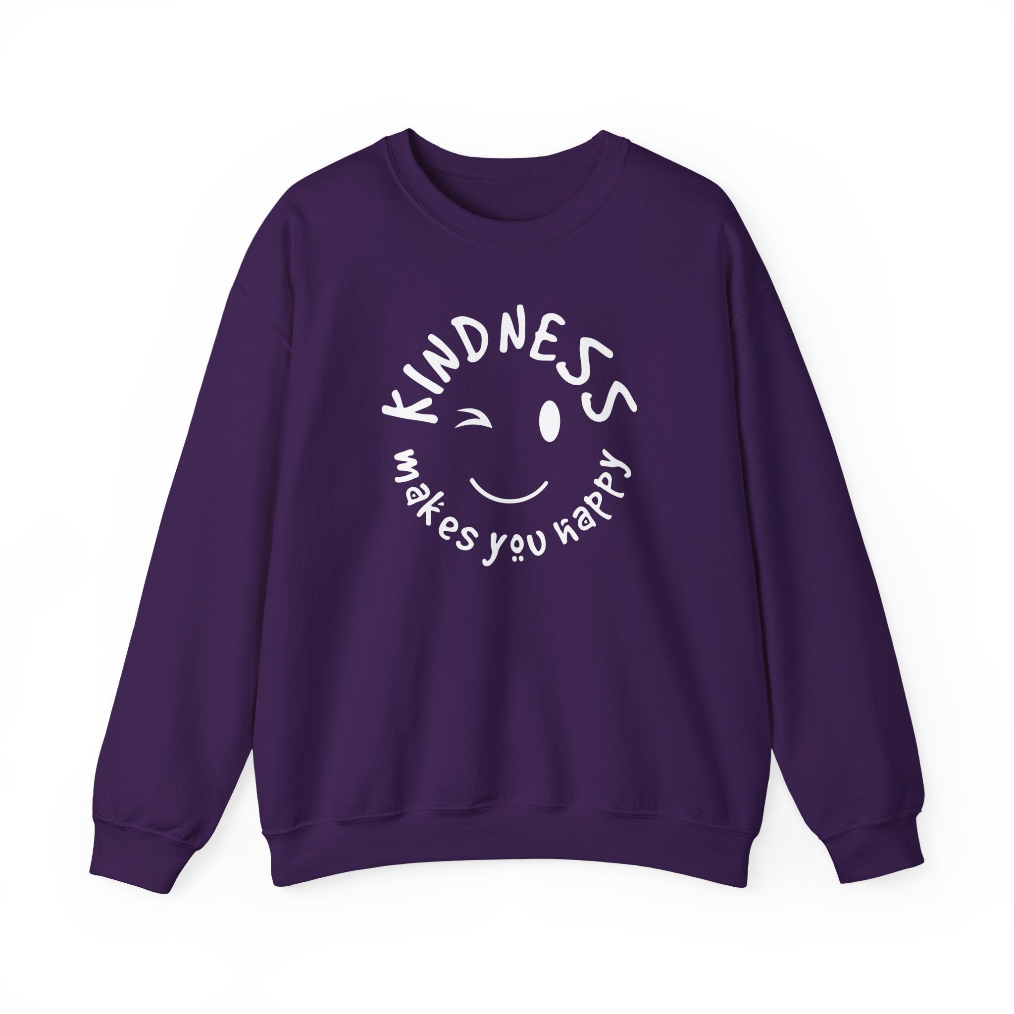 Kindness Makes You Happy Sweatshirt | Positive Quote Pullover | Gildan 18000 Maroon Crewneck | Mental Health Kindness Gift