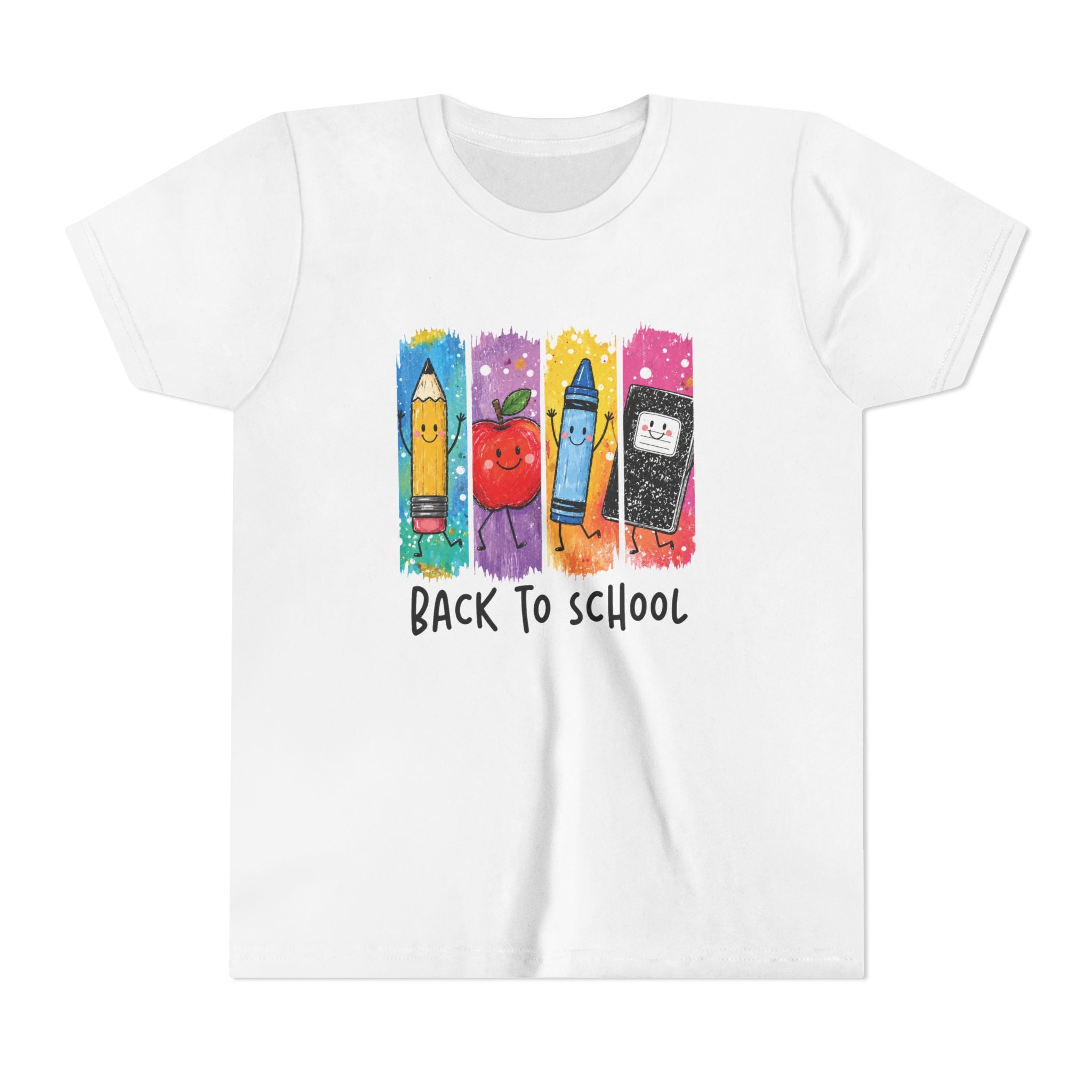 Youth Tee — Cute 'Back to School' Crayon & Apple Graphic