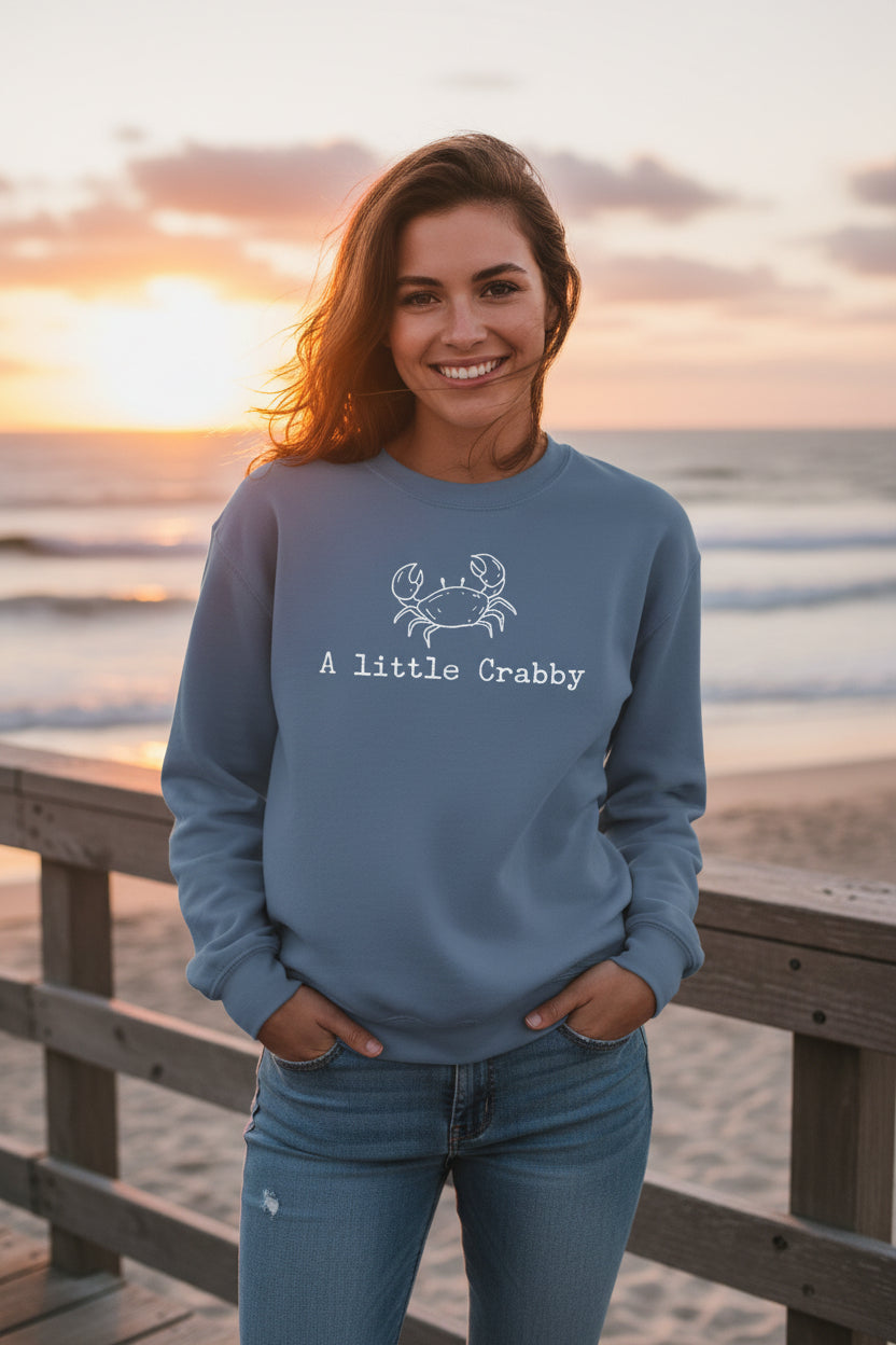 Crab Sweatshirt — "A Little Crabby" Garment-Dyed Crewneck