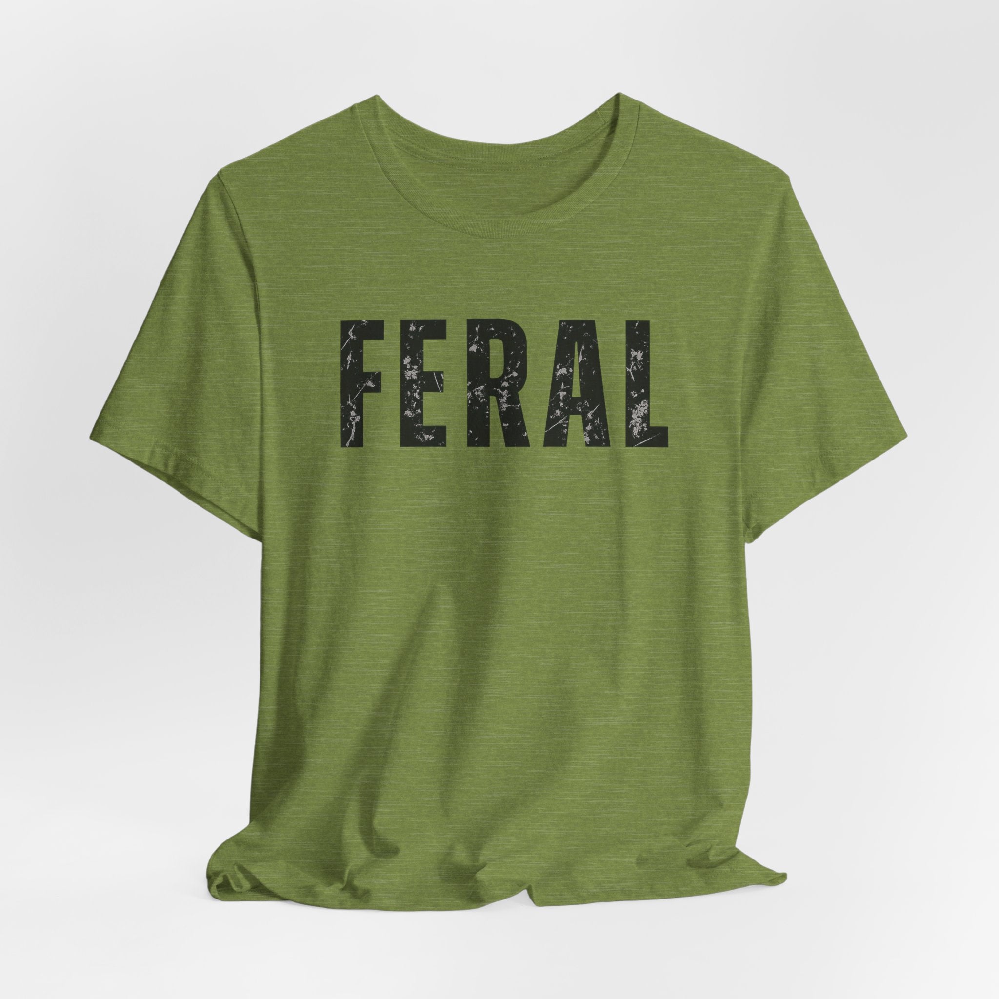 Feral Graphic Tee — Distressed Bold Lettering T-Shirt