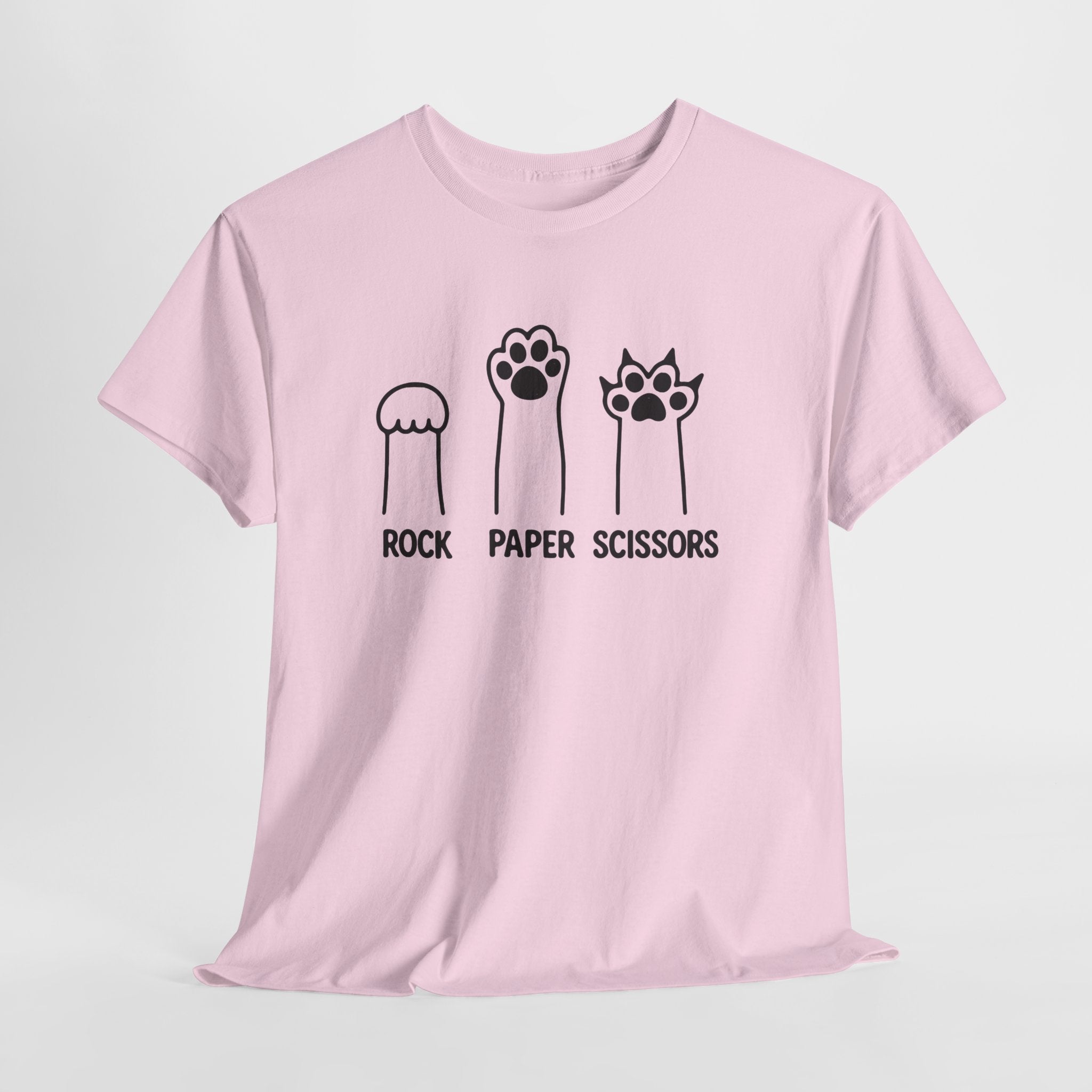 Rock Paper Scissors Cat Paw T‑Shirt — Cute Pet Humor Tee