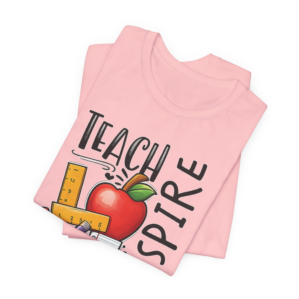 Teach Inspire Love Teacher Shirt  Apple Pencil Graphic Tee  Bella Canvas 3001  Back to School Gift  Teacher Appreciation Shirt