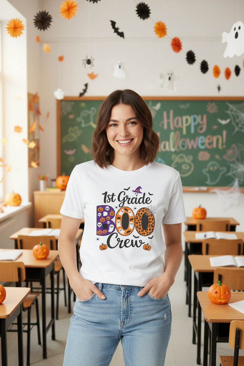 1st Grade Boo Crew T-Shirt — Halloween Classroom Tee