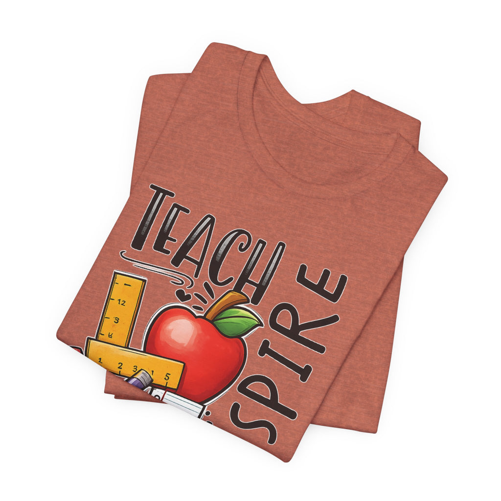 Teach Inspire Love Teacher Shirt  Apple Pencil Graphic Tee  Bella Canvas 3001  Back to School Gift  Teacher Appreciation Shirt