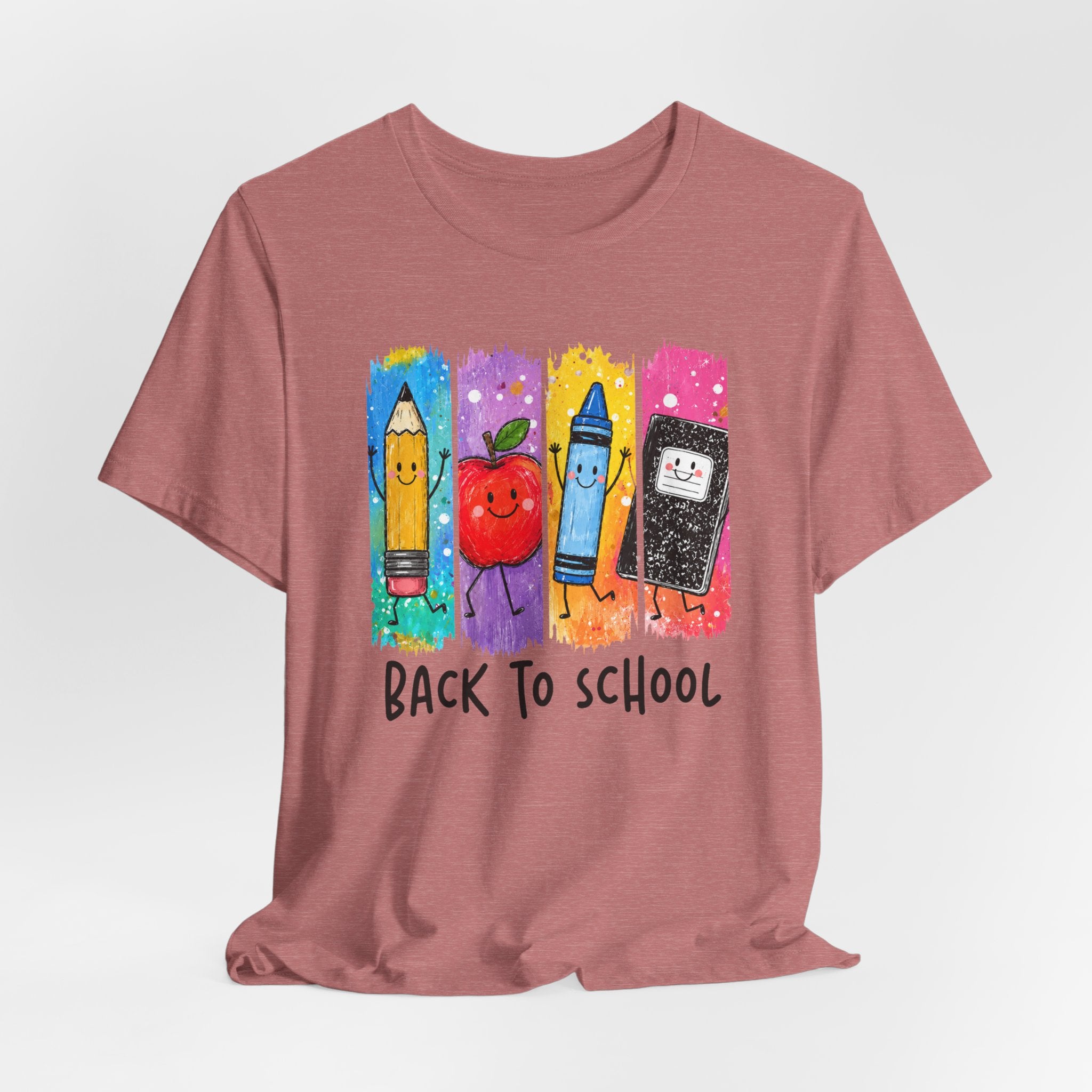 Back to School Kids Tee — Cute Pencil, Apple & Crayon School Supplies Shirt