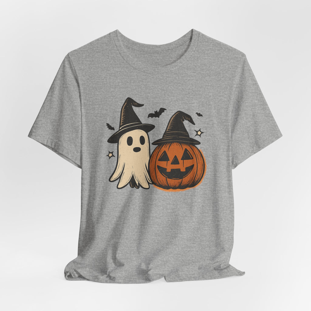 Halloween Ghost & Jack-O'-Lantern T-Shirt — Cute Witch Hat Pumpkin Tee