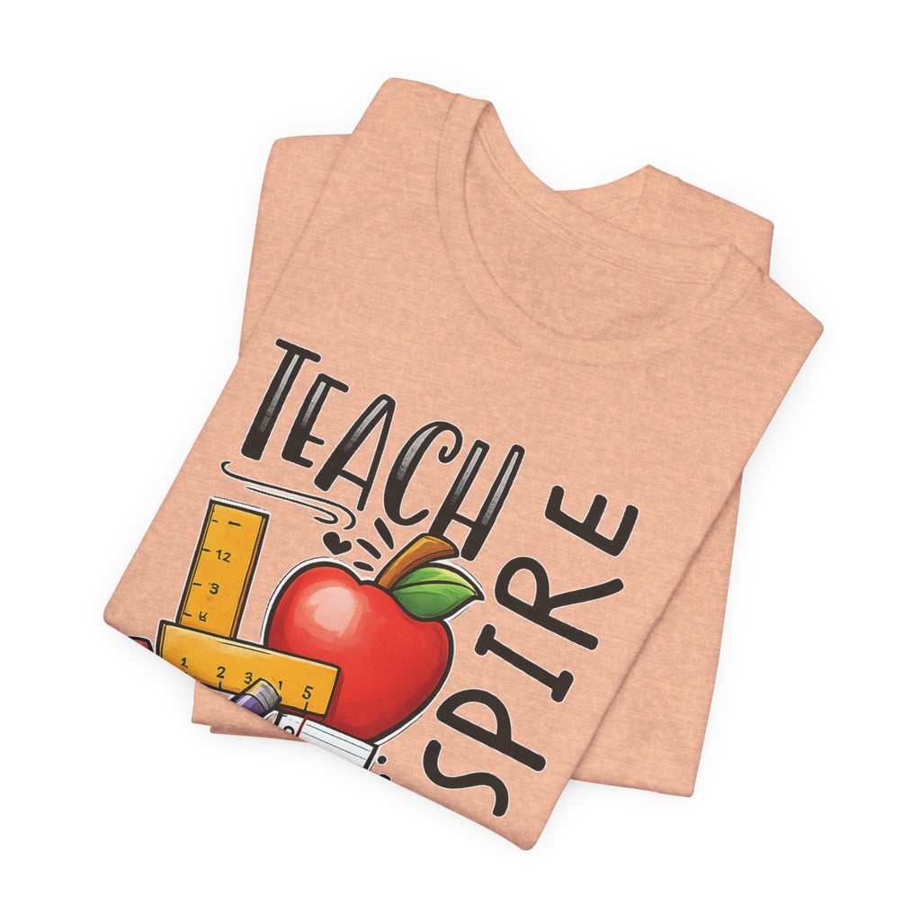 Teach Inspire Love Teacher Shirt  Apple Pencil Graphic Tee  Bella Canvas 3001  Back to School Gift  Teacher Appreciation Shirt