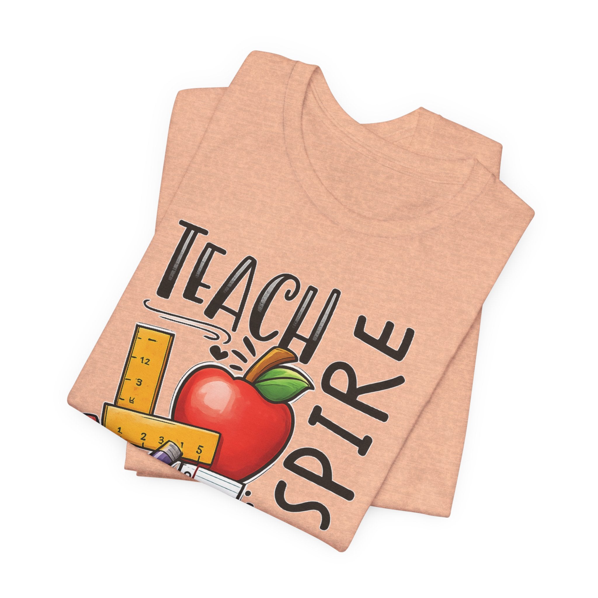 Teach Inspire Love Teacher Shirt  Apple Pencil Graphic Tee  Bella Canvas 3001  Back to School Gift  Teacher Appreciation Shirt