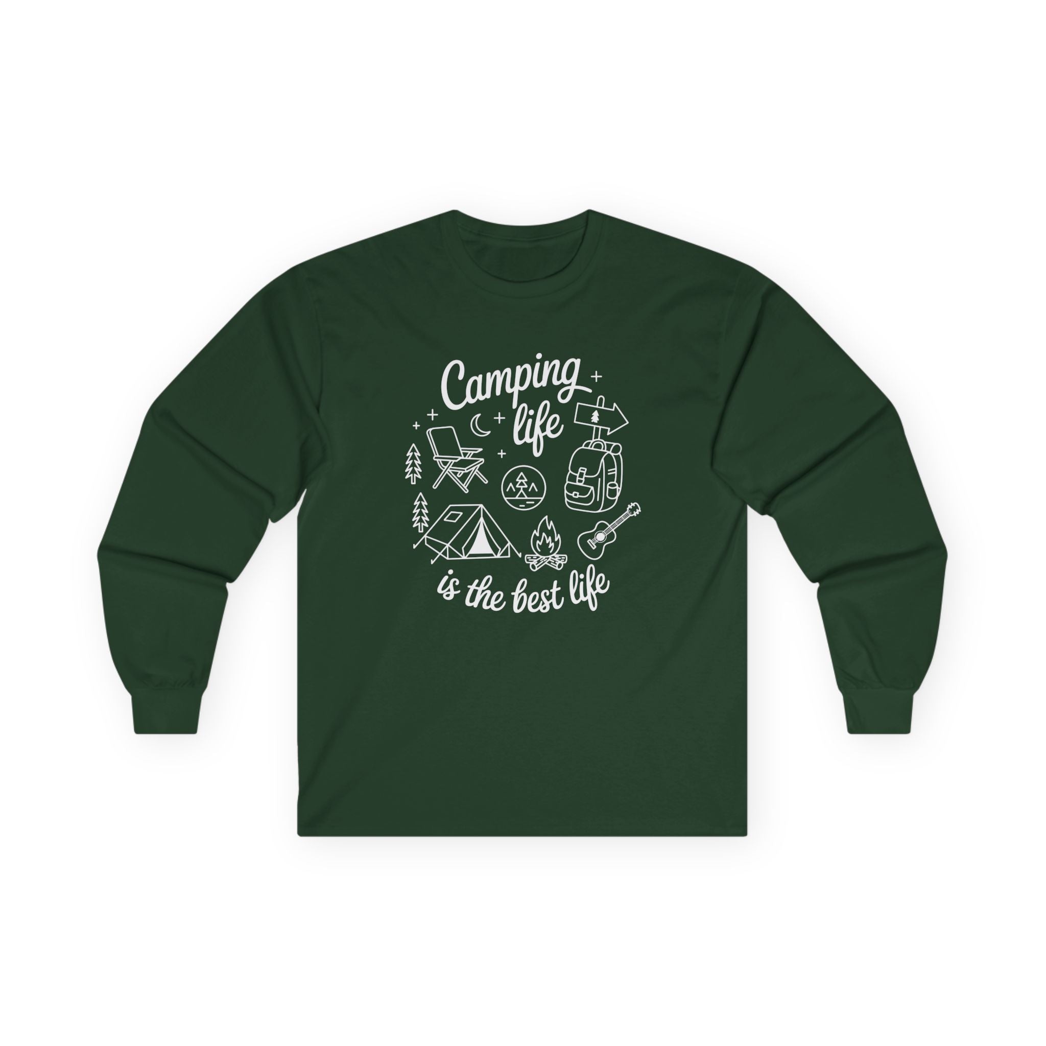 Camping Life Long Sleeve Tee – "Camping life is the best life" Outdoor Graphic Shirt