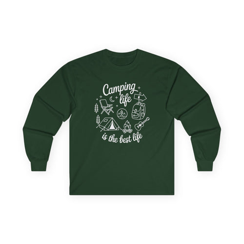 Camping Life Long Sleeve Tee – "Camping life is the best life" Outdoor Graphic Shirt