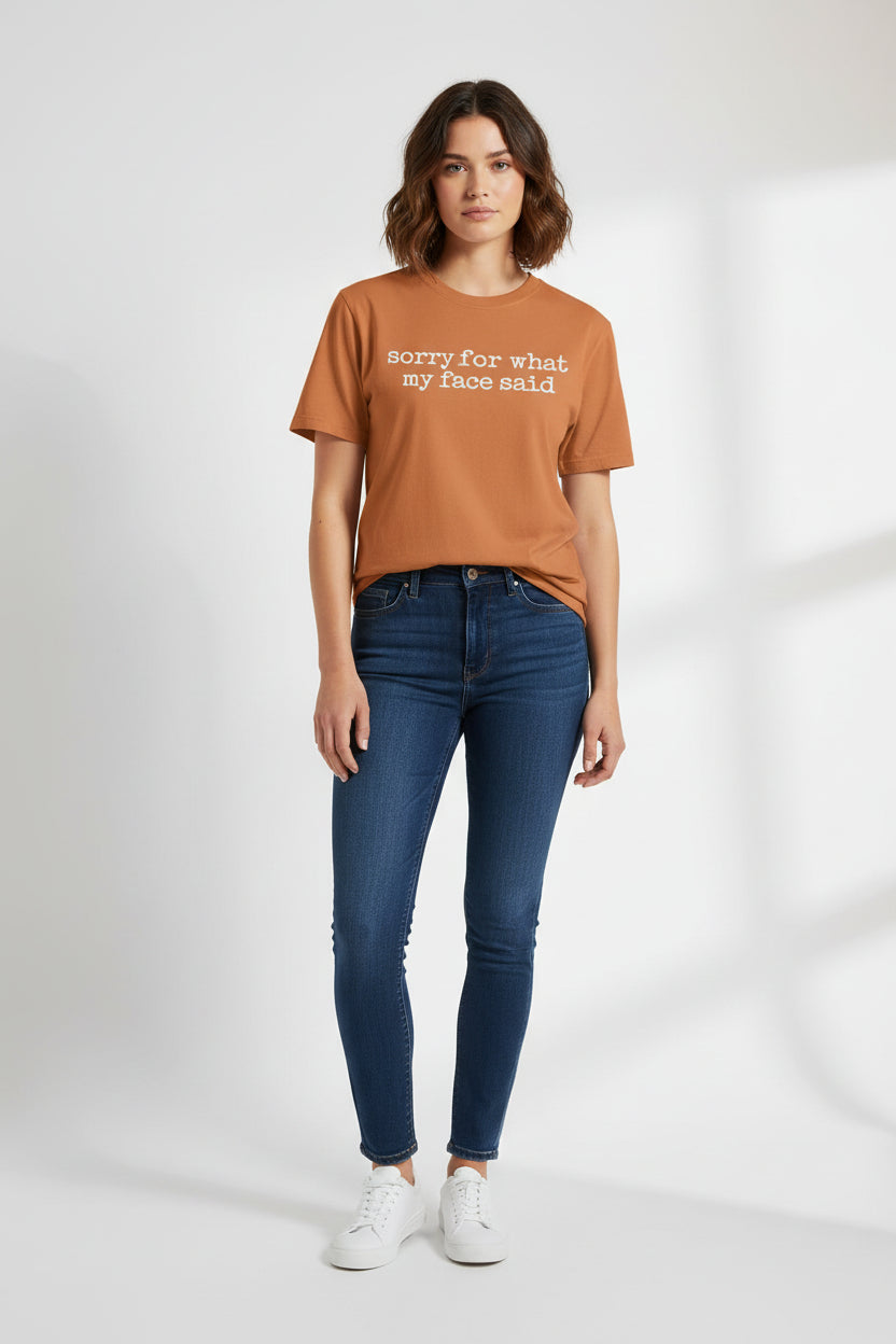 Sorry for What My Face Said Shirt | Comfort Colors 1717 Tee | Funny Sarcastic Graphic T-Shirt | Unisex Garment Dyed Tee