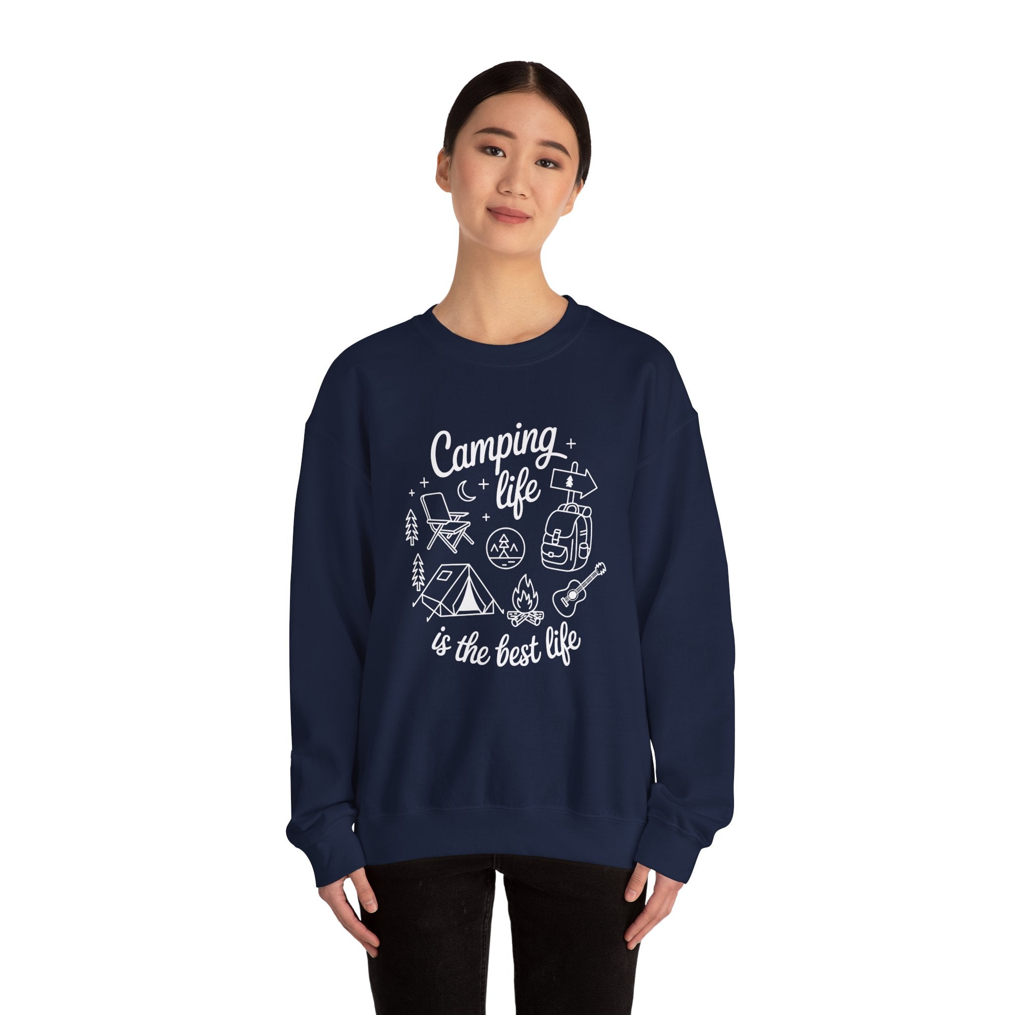 Camping Life Crewneck Sweatshirt — "Camping Life is the Best Life" Outdoor Graphic