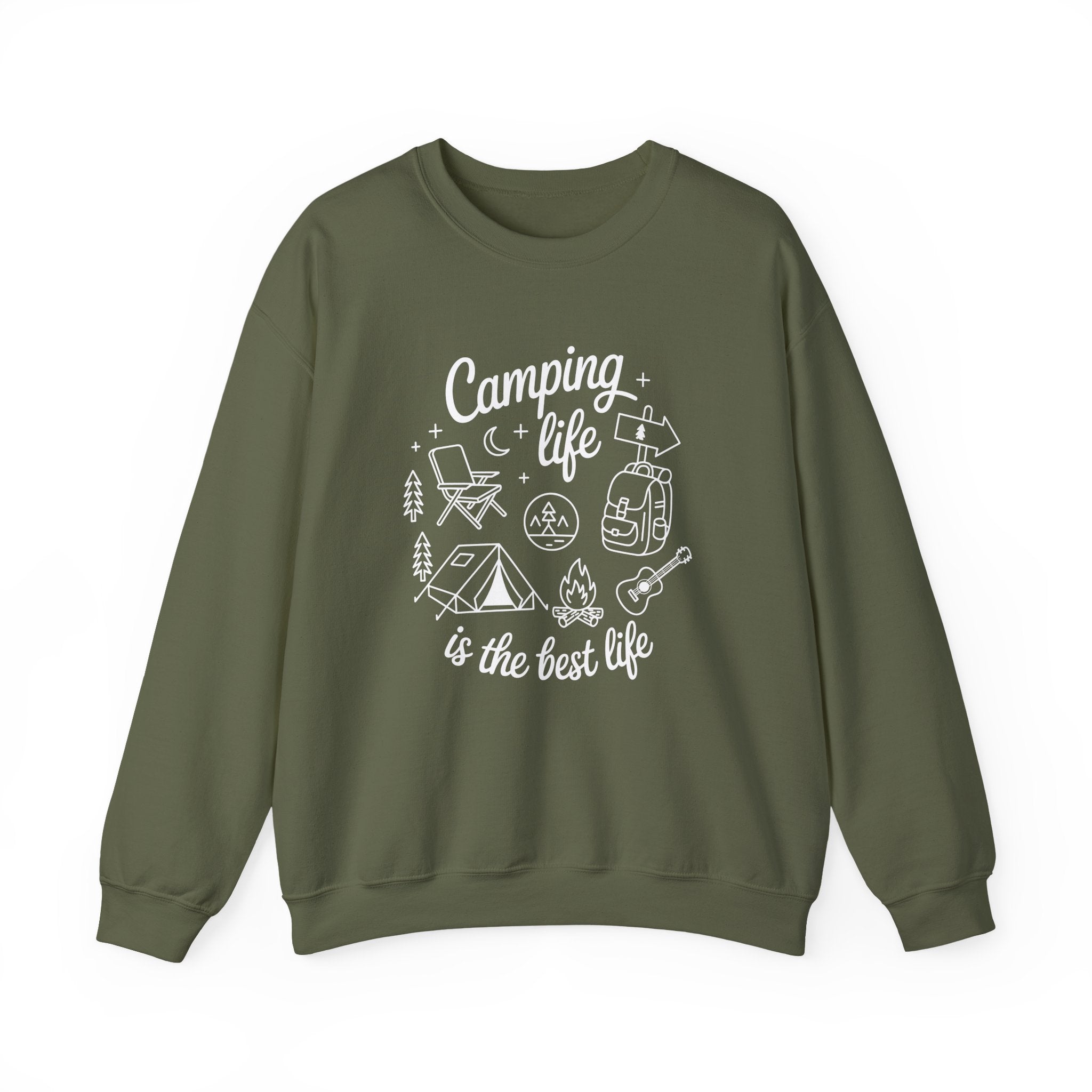 Camping Life Crewneck Sweatshirt — "Camping Life is the Best Life" Outdoor Graphic