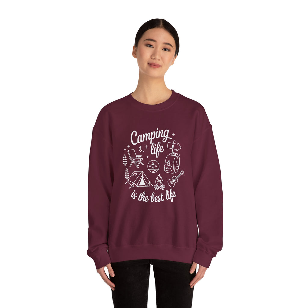 Camping Life Crewneck Sweatshirt — "Camping Life is the Best Life" Outdoor Graphic