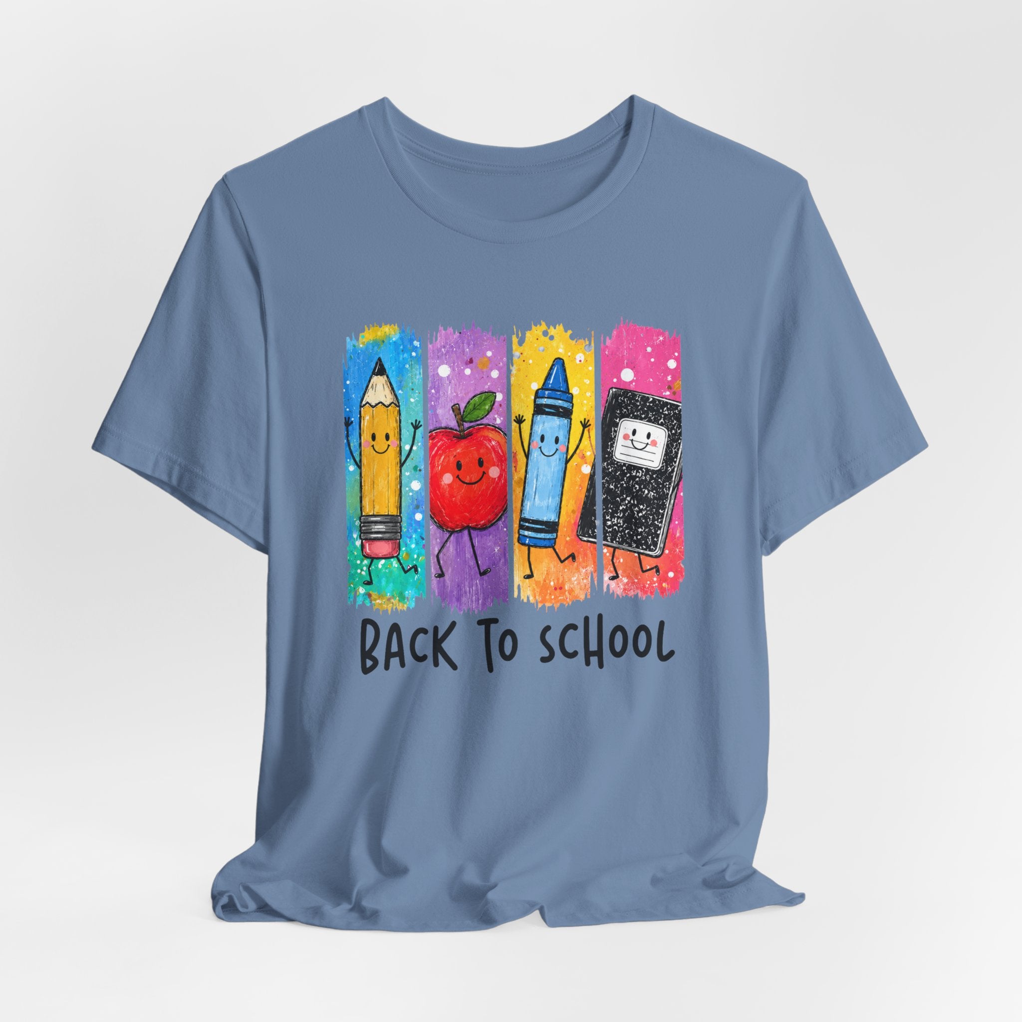 Back to School Kids Tee — Cute Pencil, Apple & Crayon School Supplies Shirt