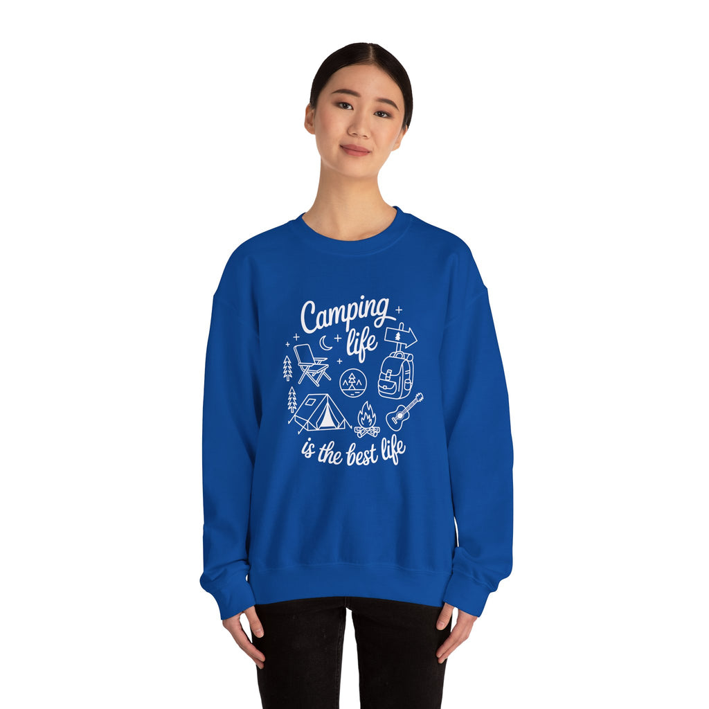 Camping Life Crewneck Sweatshirt — "Camping Life is the Best Life" Outdoor Graphic