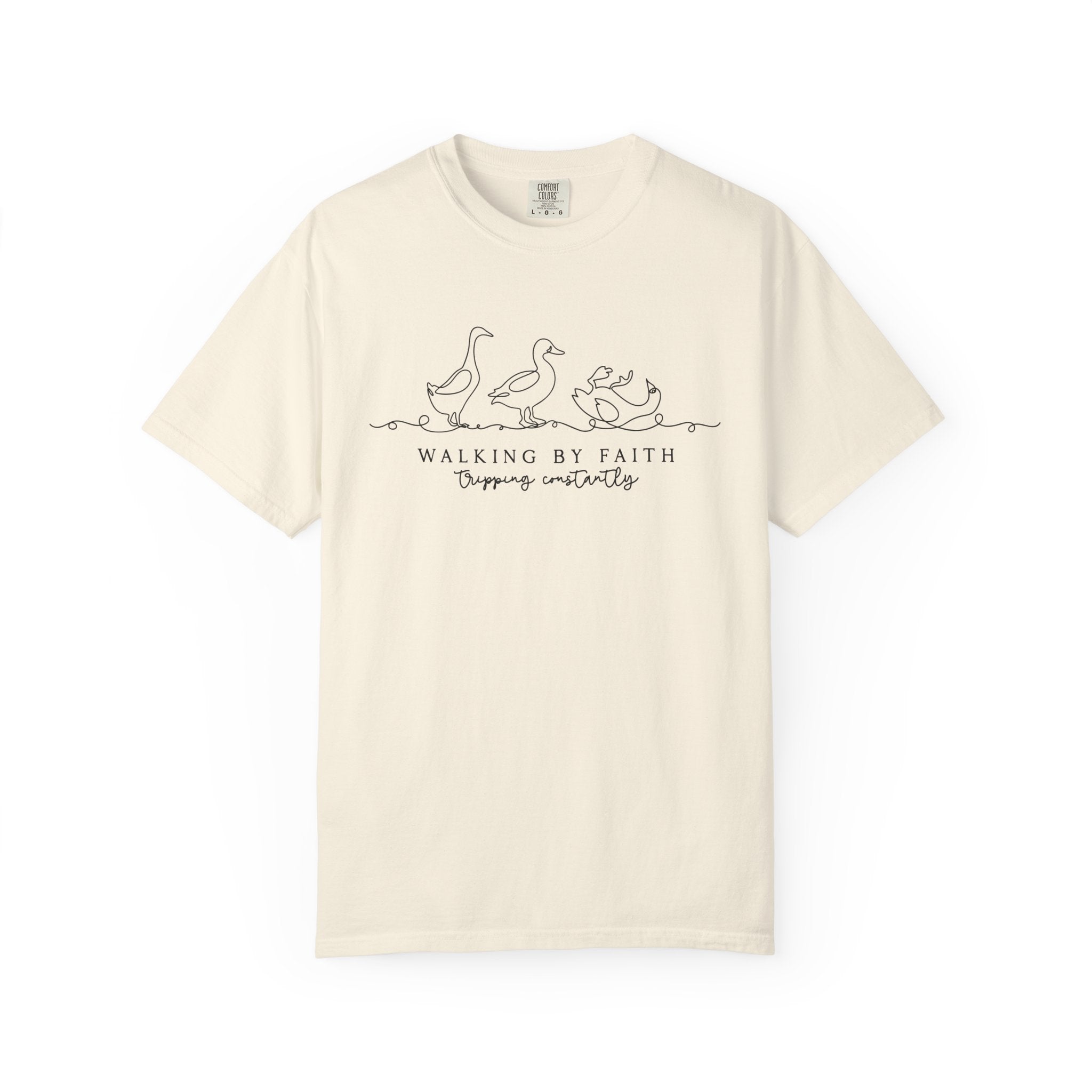 Walking by Faith Tripping Constantly Shirt, Funny Christian Duck Tee, Faith Humor, Minimalist Religious T-Shirt, Church Gift