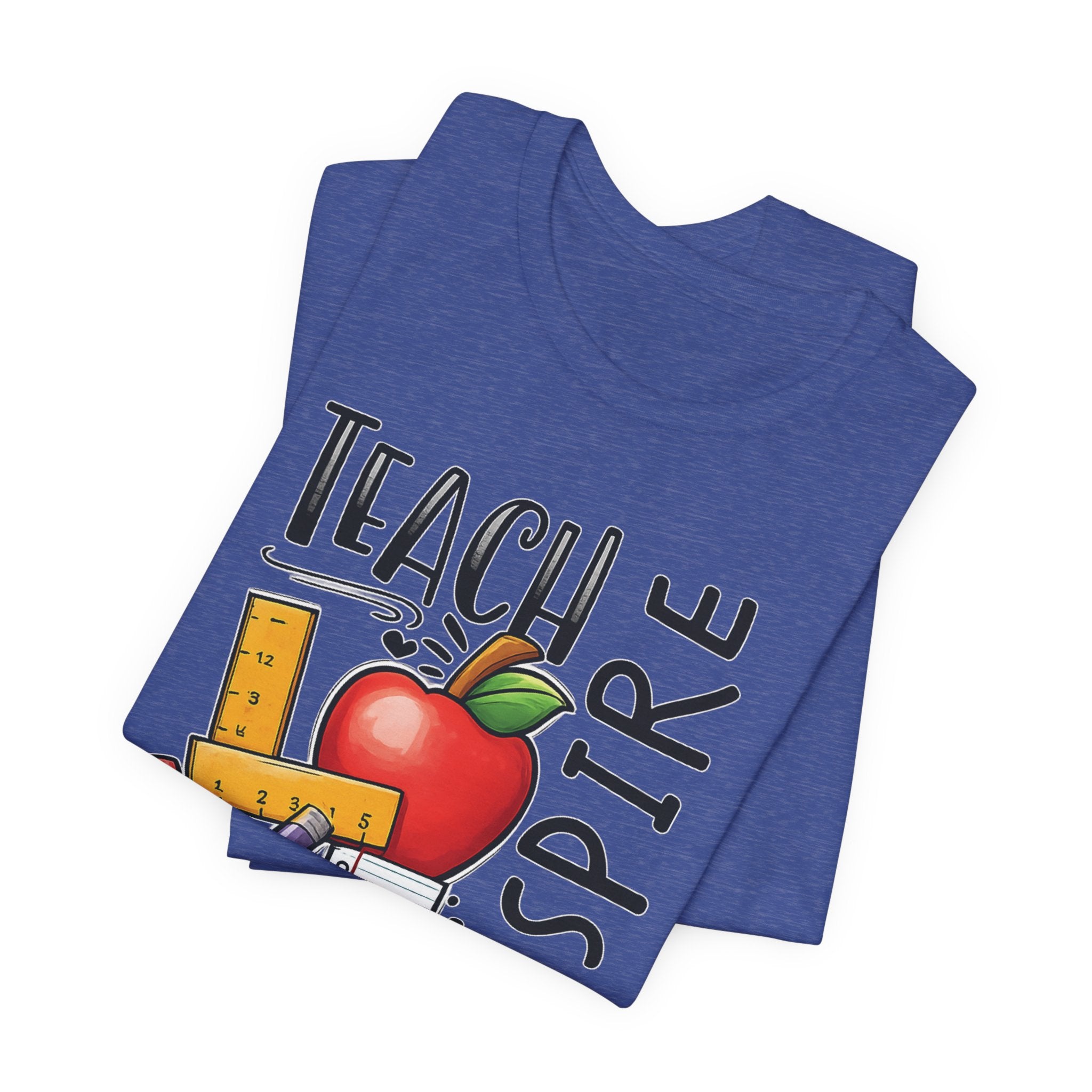 Teach Inspire Love Teacher Shirt  Apple Pencil Graphic Tee  Bella Canvas 3001  Back to School Gift  Teacher Appreciation Shirt