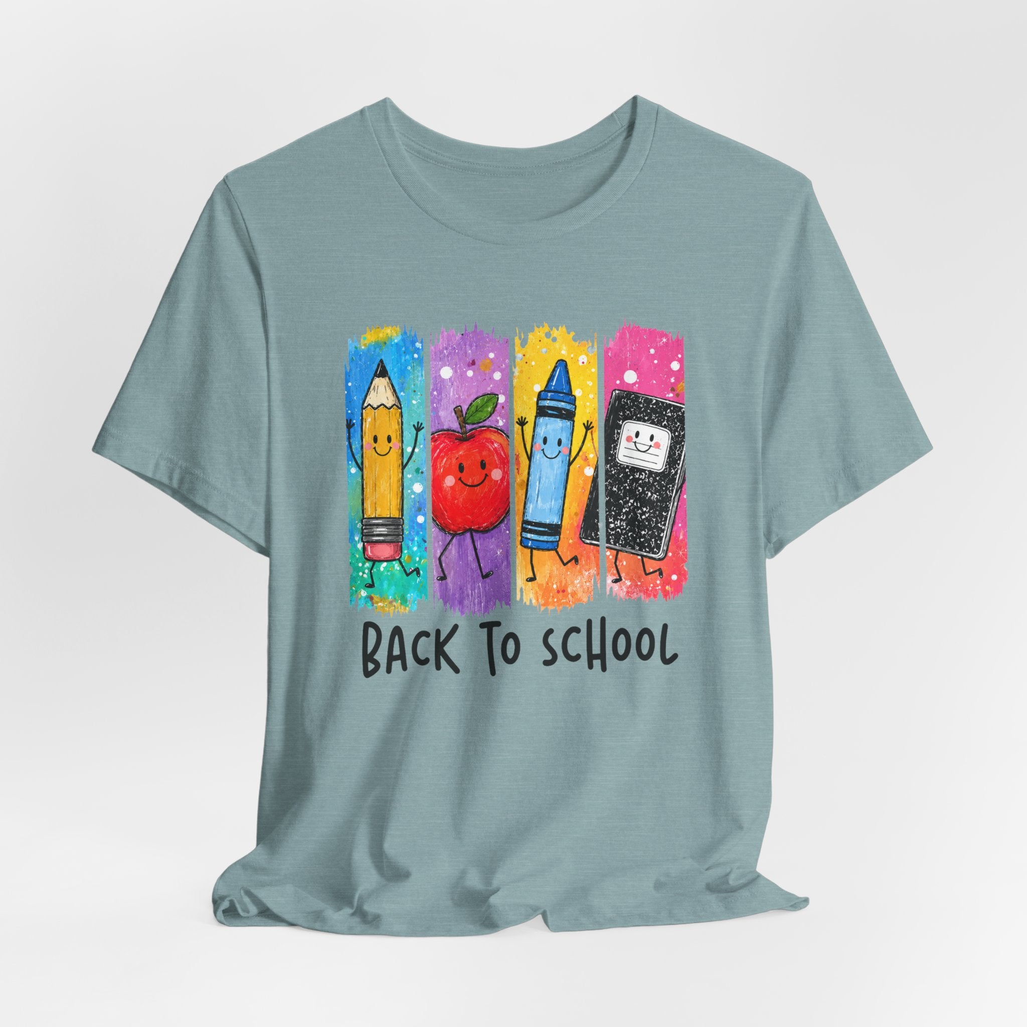 Back to School Kids Tee — Cute Pencil, Apple & Crayon School Supplies Shirt
