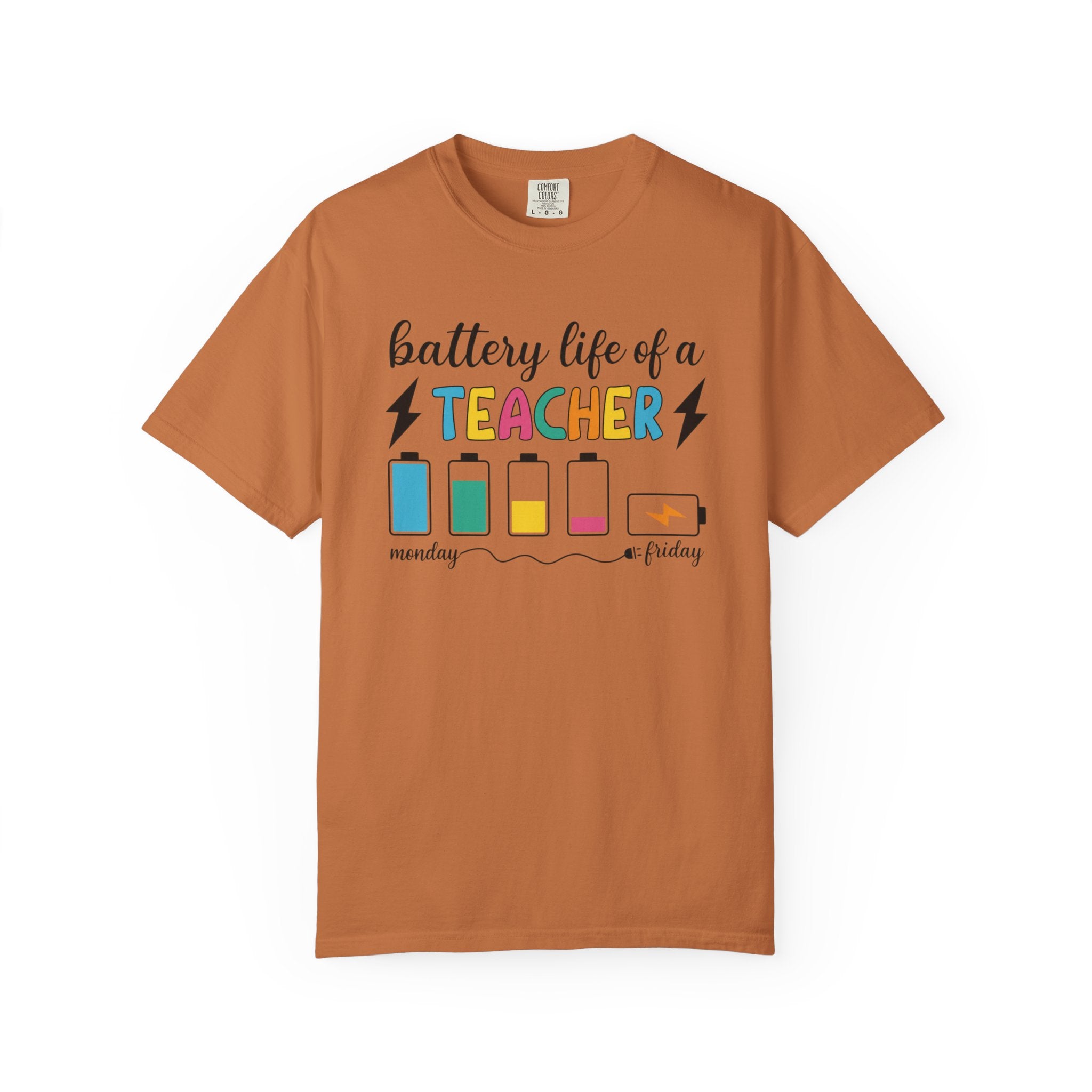 Teacher Battery Life T-Shirt — 'Battery Life of a Teacher' Funny Teacher Tee