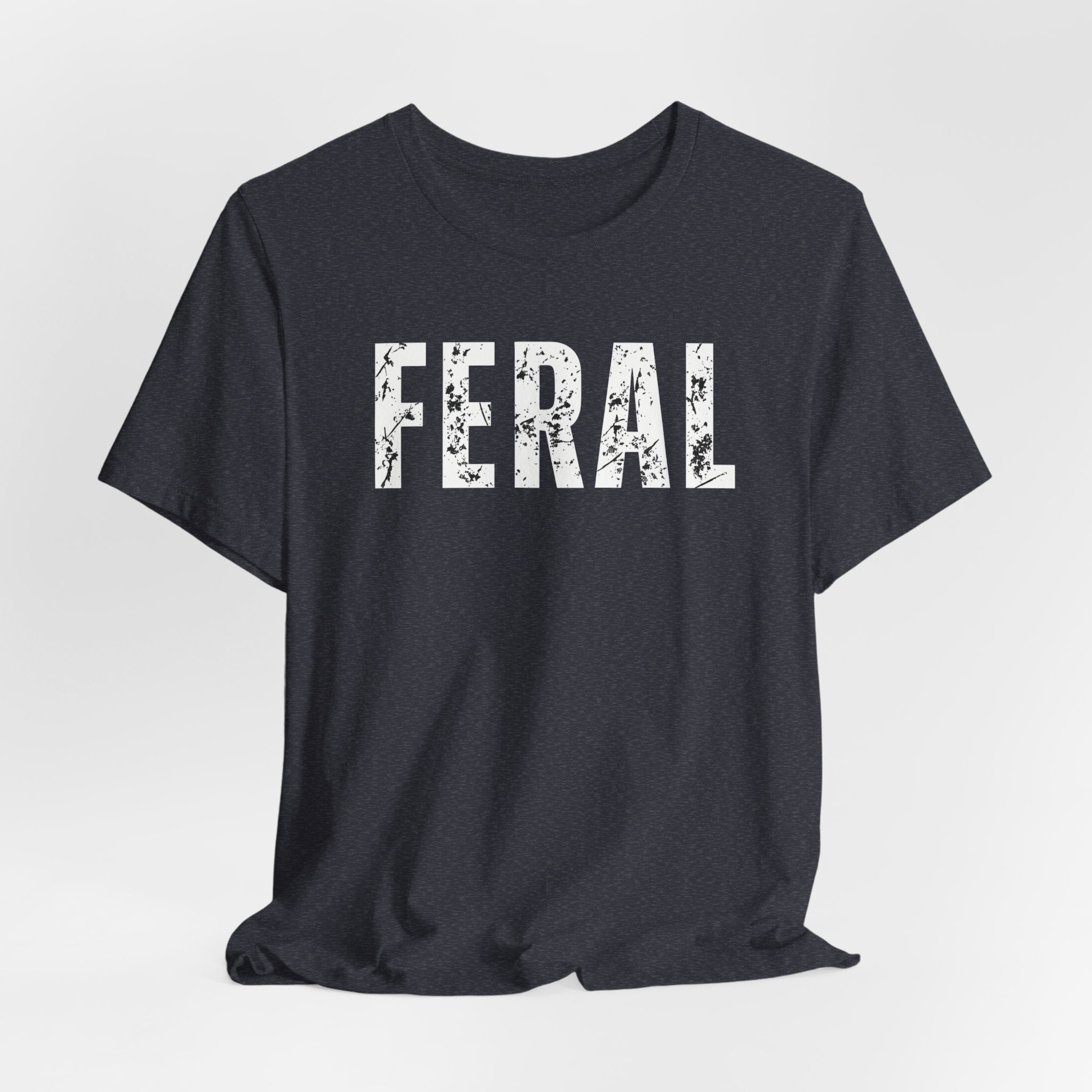 Feral Graphic Tee — Distressed Bold Lettering T-Shirt