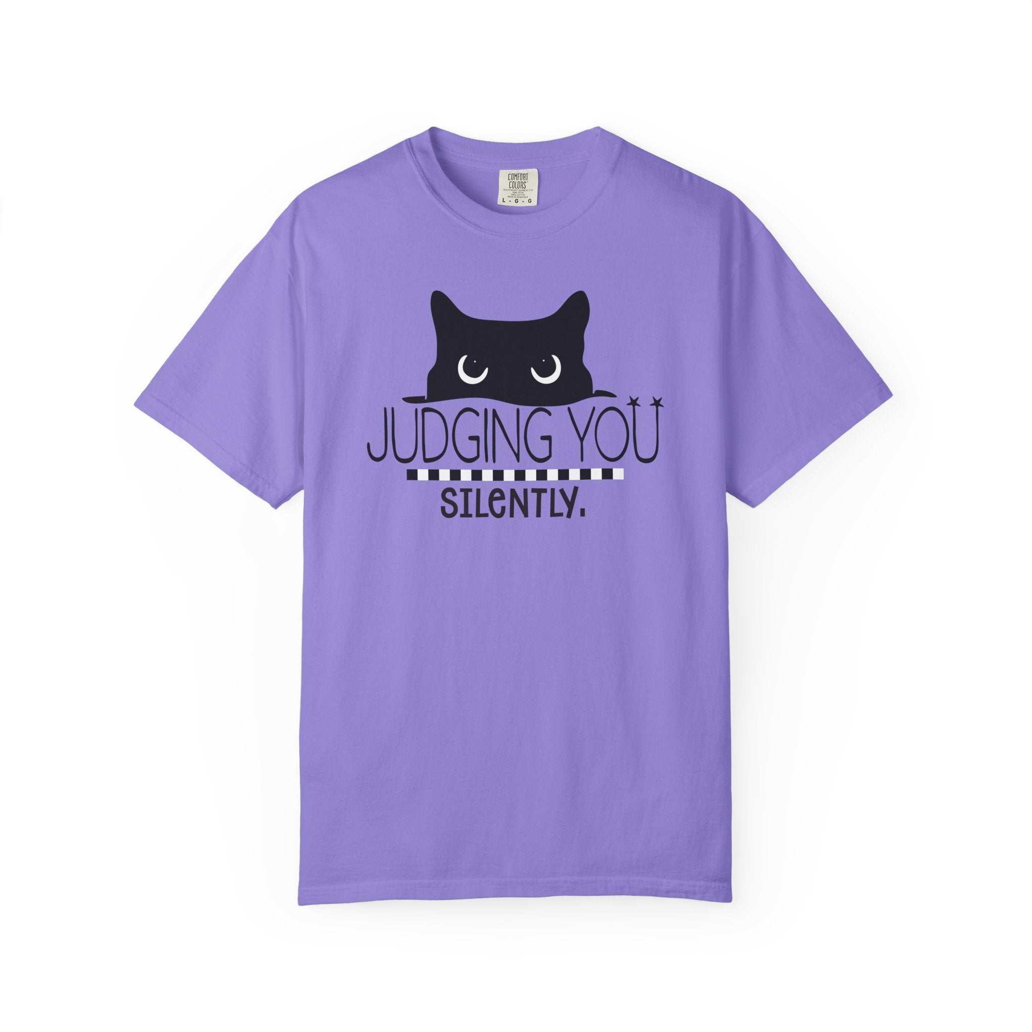 Black Cat 'Judging You Silently' T-Shirt | Funny Cat Tee