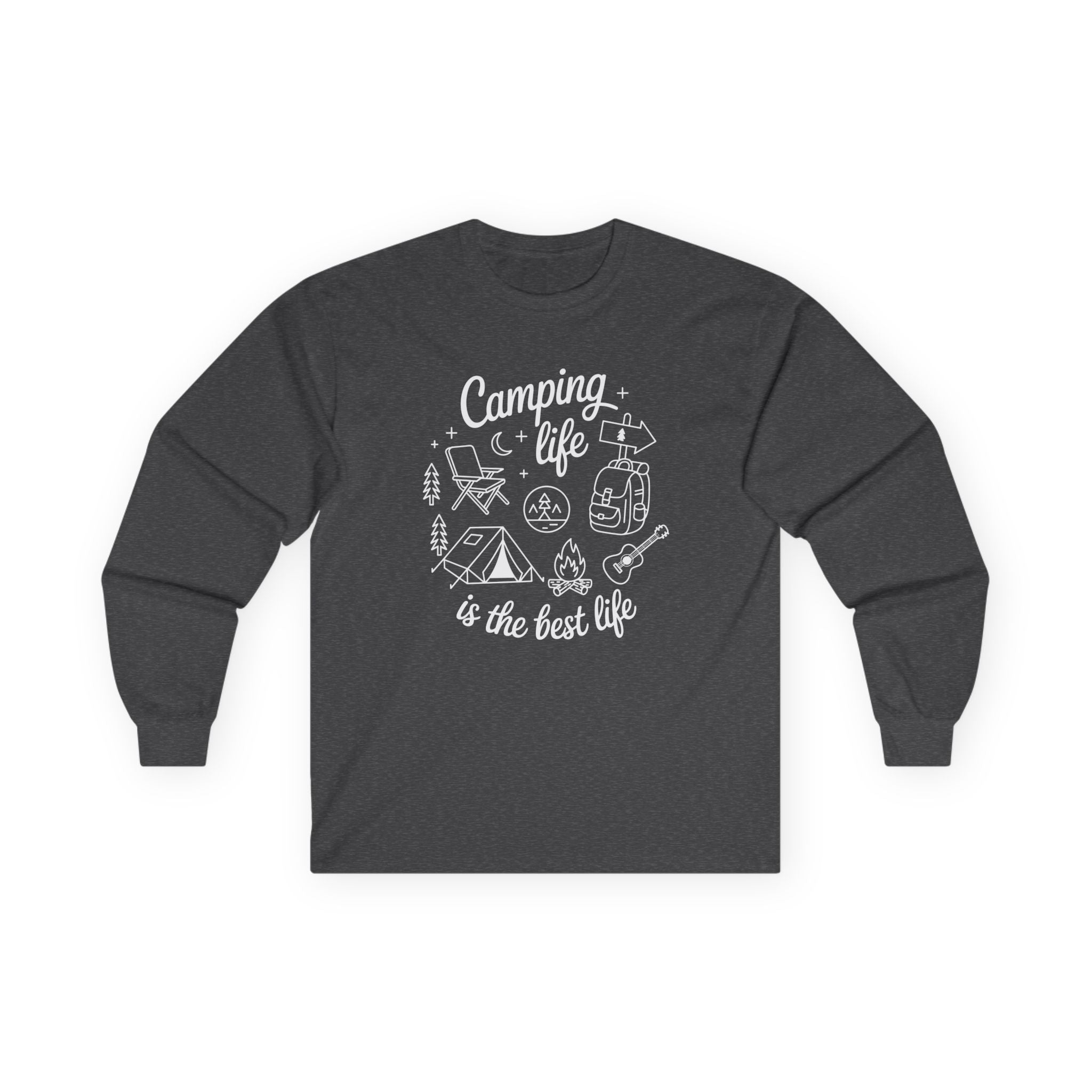 Camping Life Long Sleeve Tee – "Camping life is the best life" Outdoor Graphic Shirt