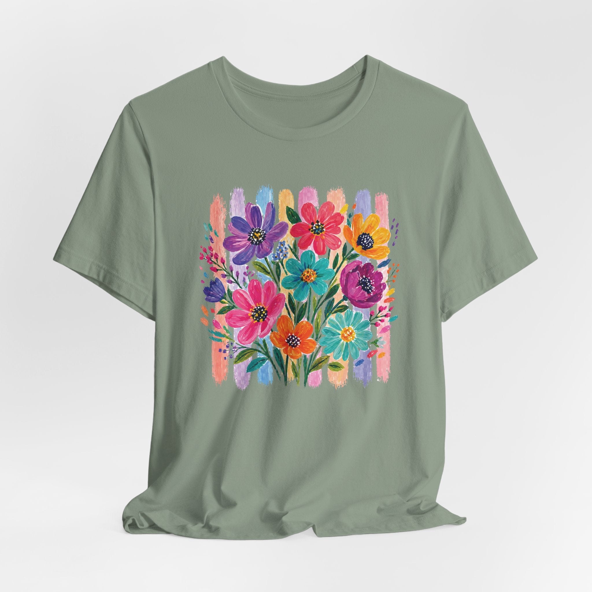 Floral Bouquet Tee — Colorful Painterly Flowers Graphic T-Shirt