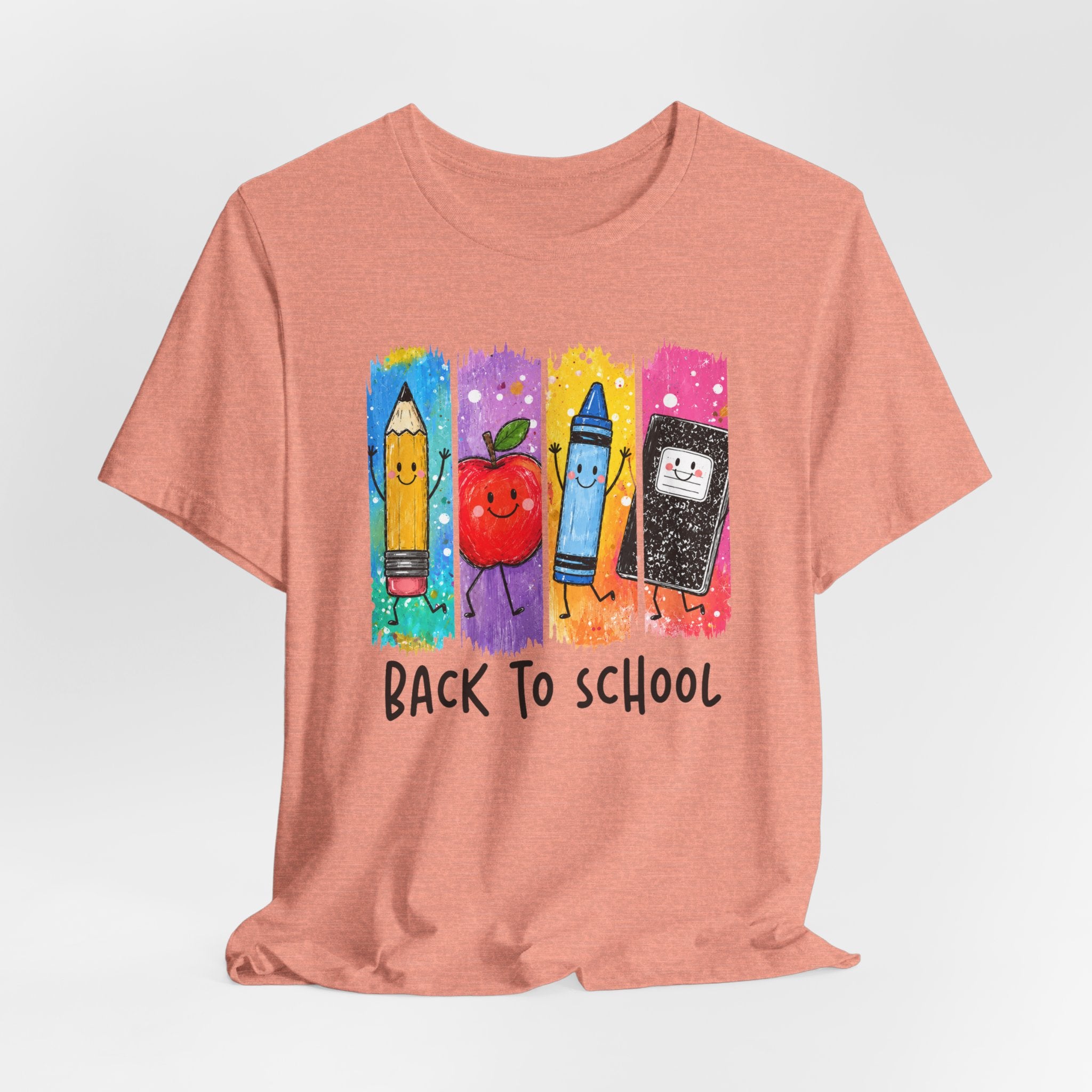 Back to School Kids Tee — Cute Pencil, Apple & Crayon School Supplies Shirt