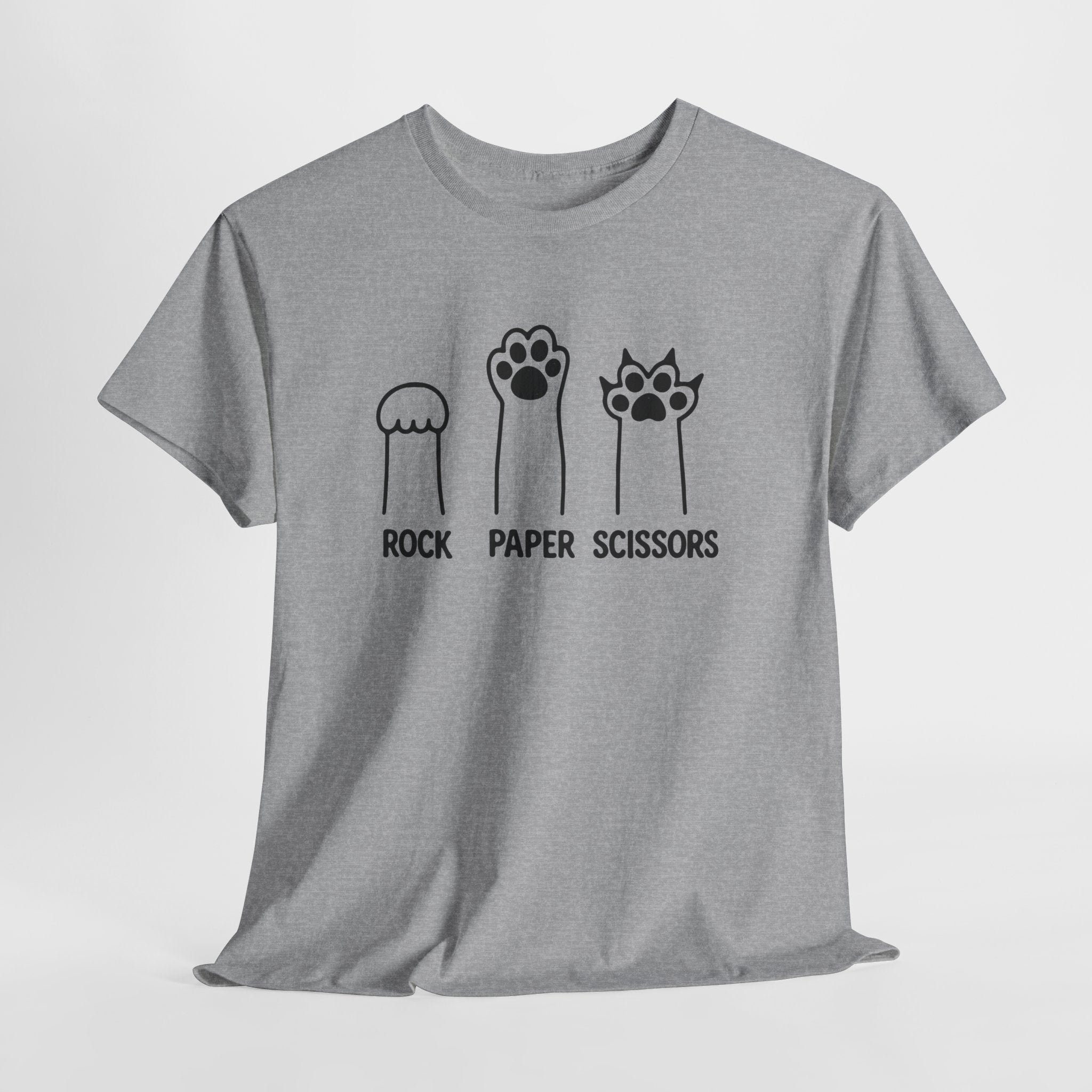Rock Paper Scissors Cat Paw T‑Shirt — Cute Pet Humor Tee