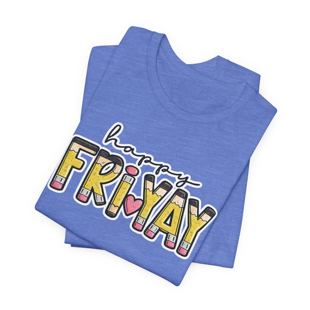 Happy Friyay Teacher Shirt  Friday Teacher Tee  Pencil Graphic T-Shirt