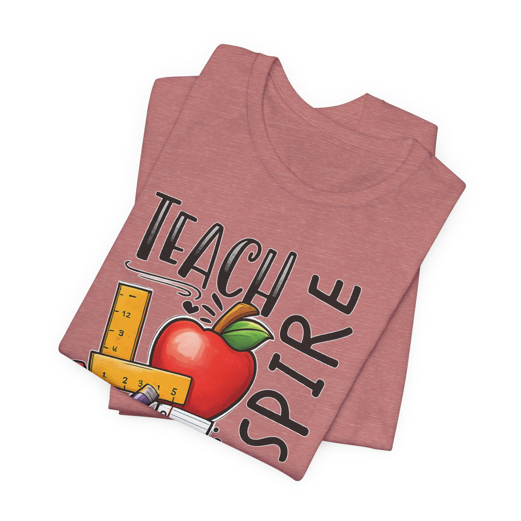 Teach Inspire Love Teacher Shirt  Apple Pencil Graphic Tee  Bella Canvas 3001  Back to School Gift  Teacher Appreciation Shirt