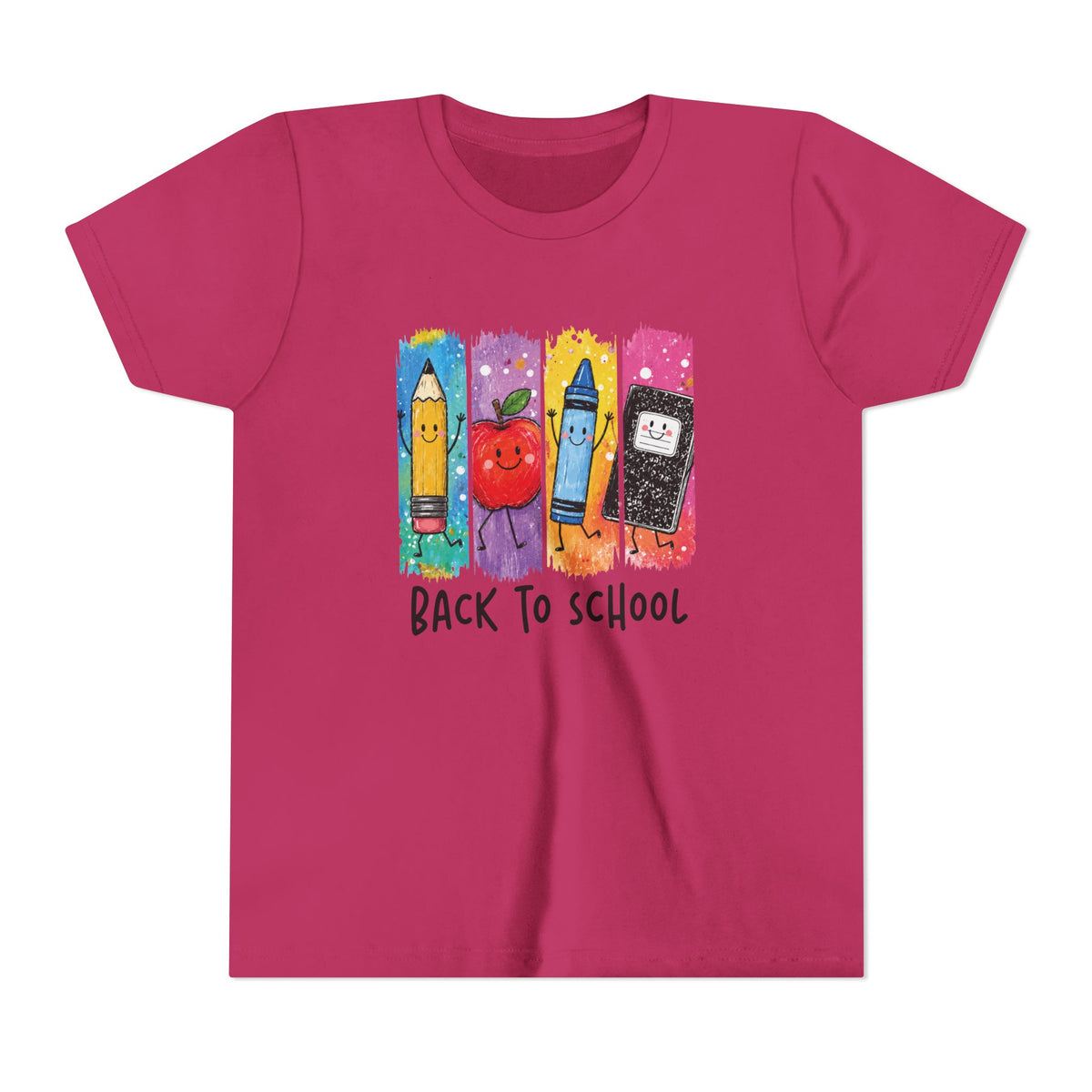 Youth Tee — Cute 'Back to School' Crayon & Apple Graphic
